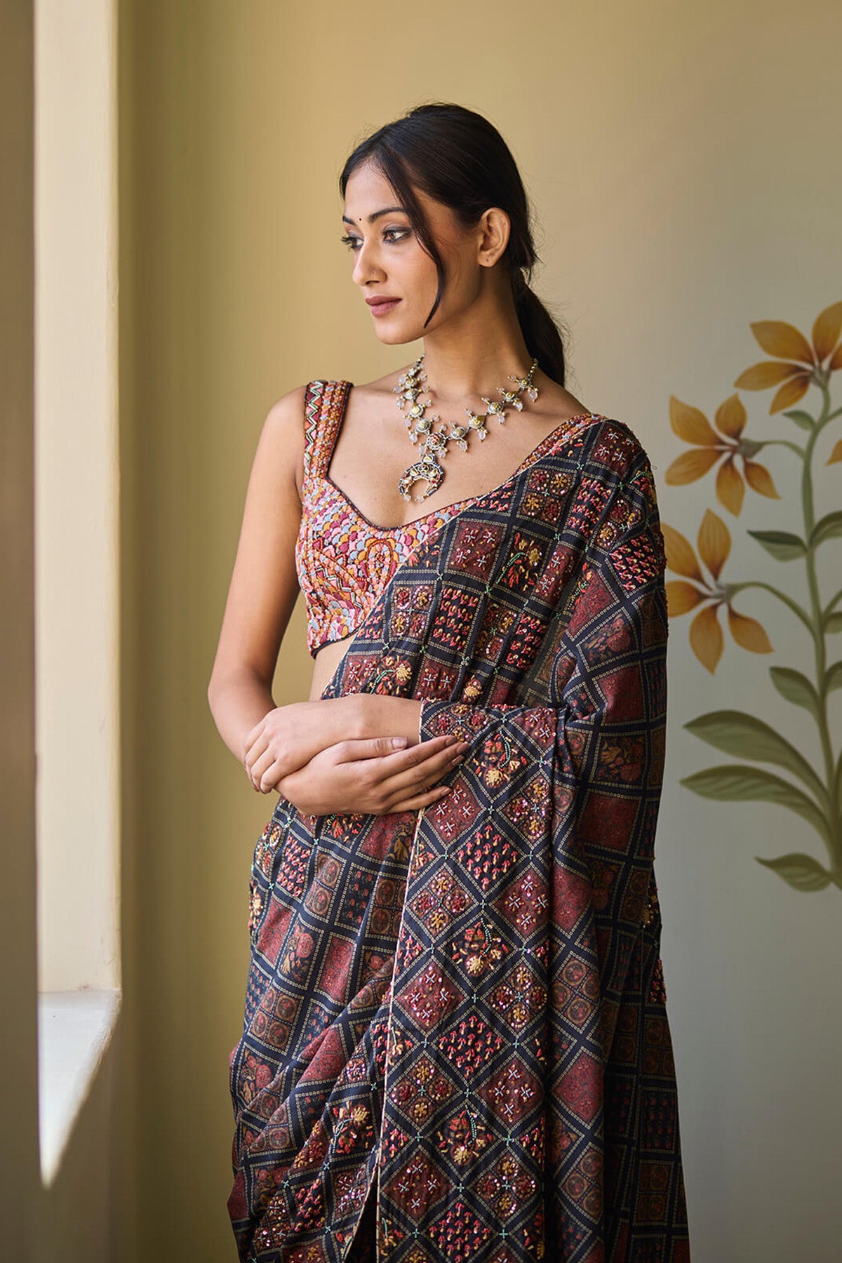 Black Beadwork Saree