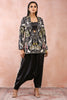 BLACK EMBROIDERED JACKET WITH BUSTIER AND LOW CROTCH PANT