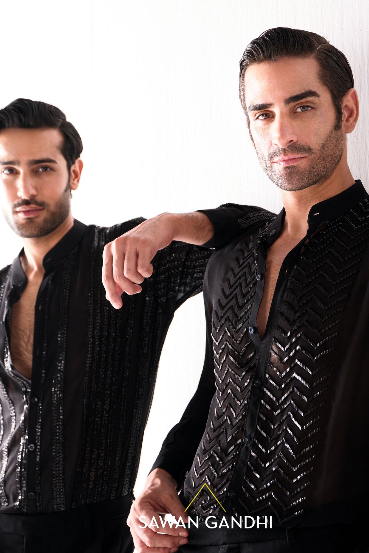 Black sheer chevron lines shirt