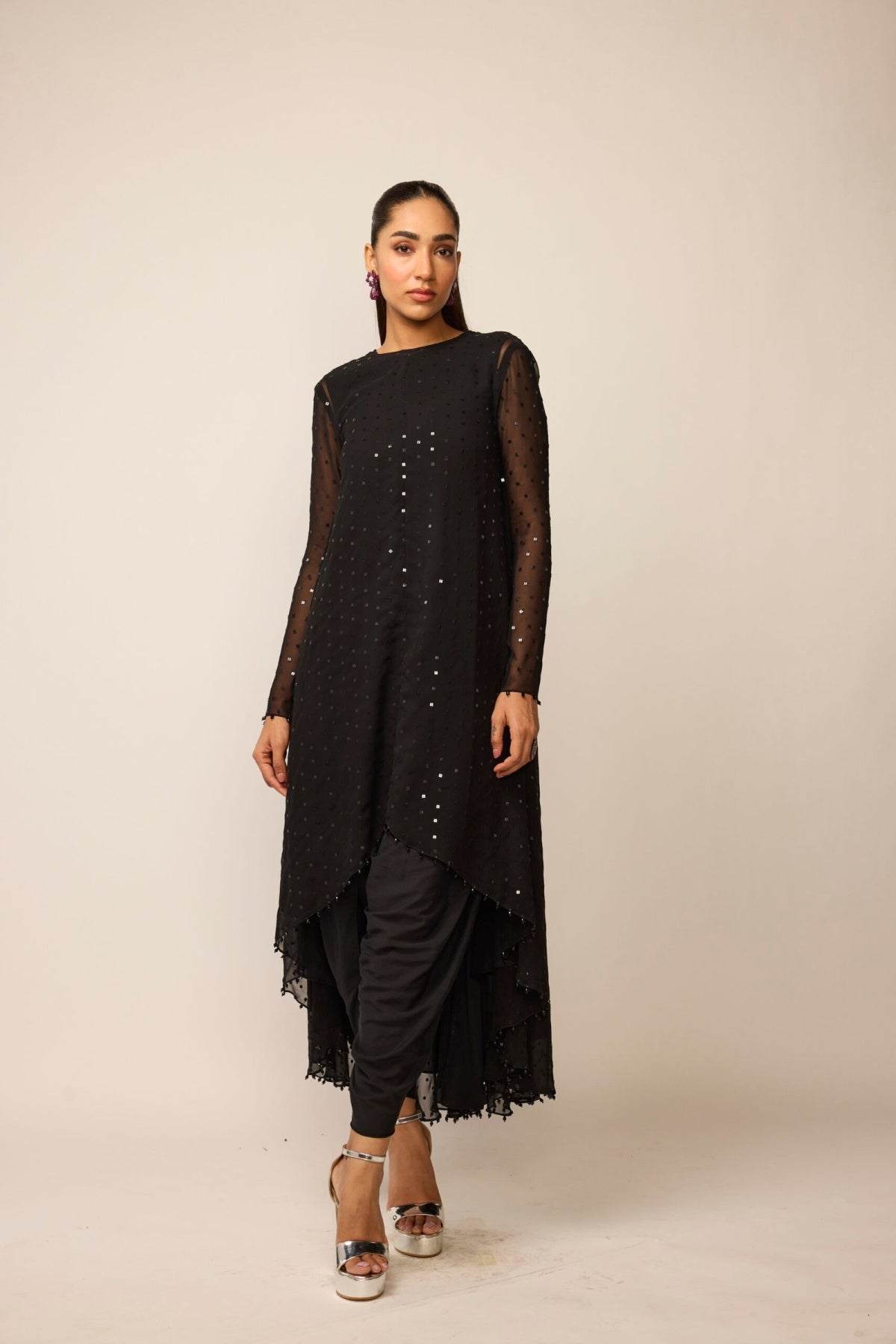 Black Georgette Kurta Set
