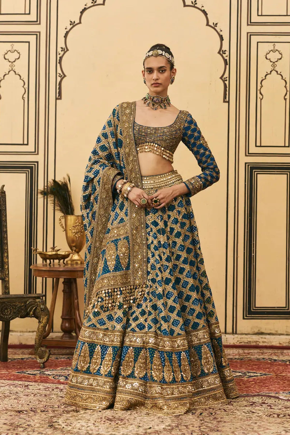 Blue Bandhani Lehenga Set