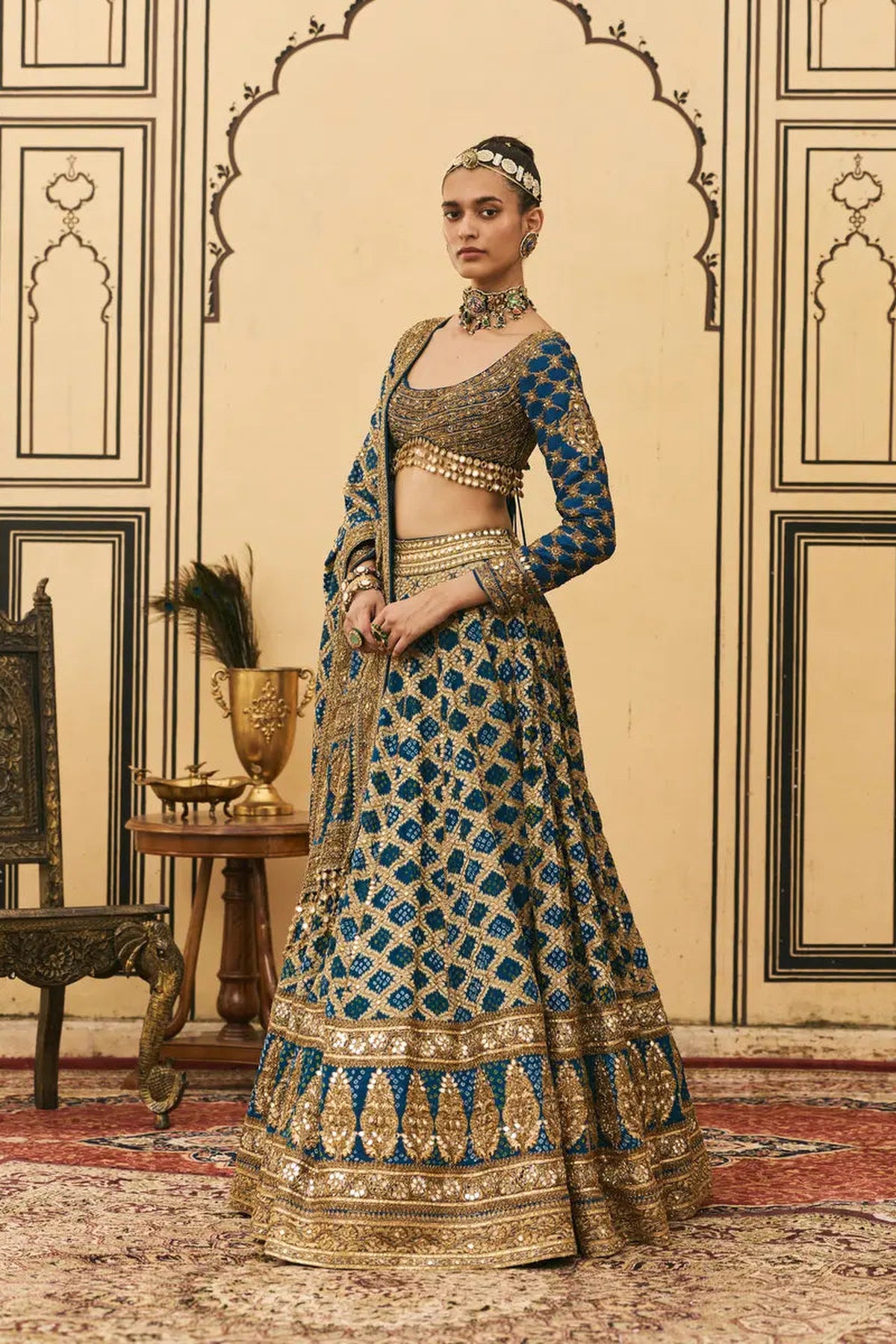 Blue Bandhani Lehenga Set