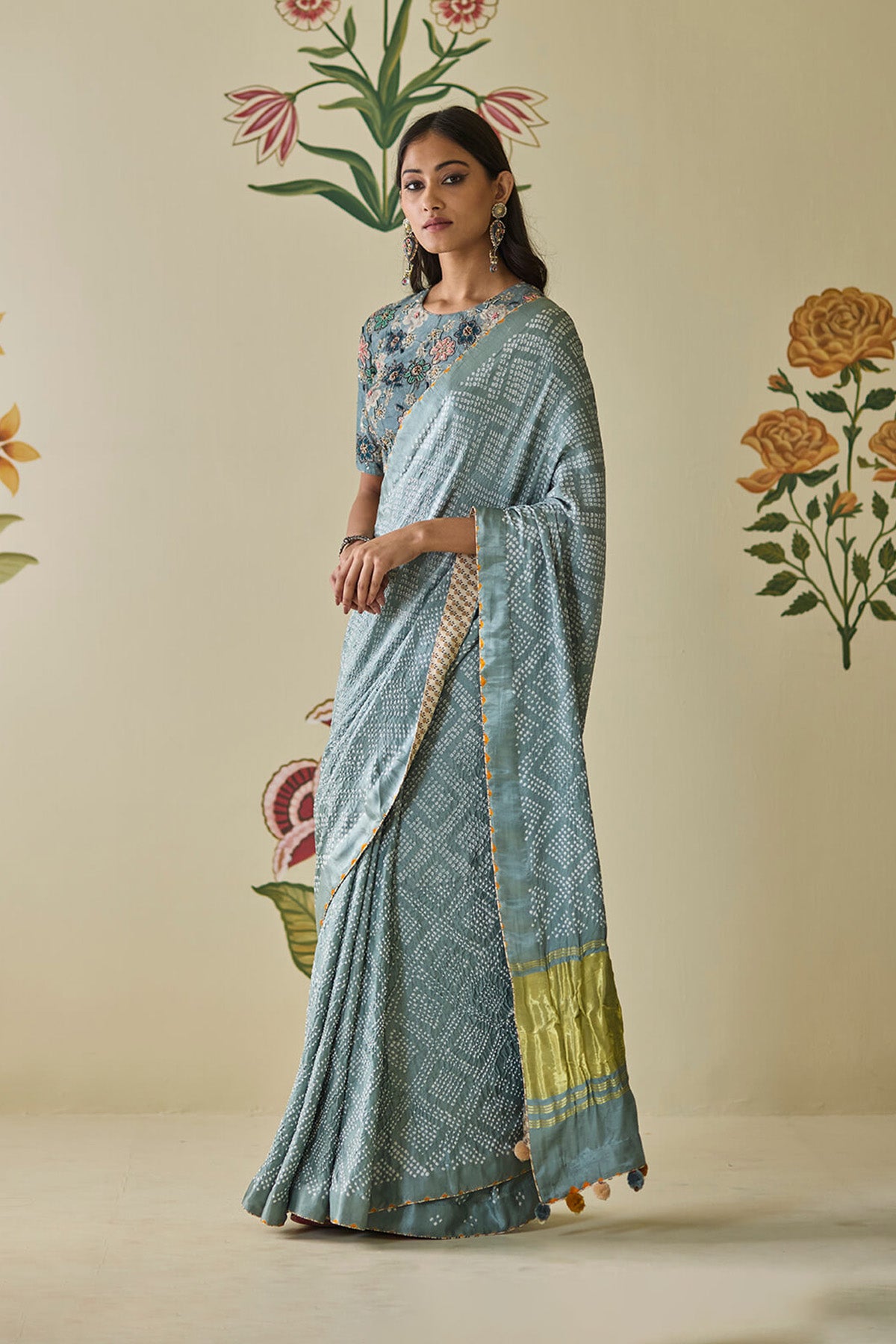 Blue Bandhani Saree