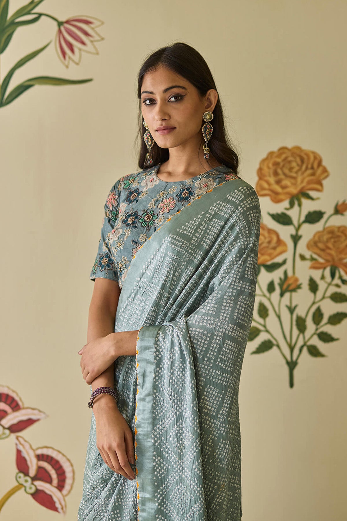 Blue Bandhani Saree