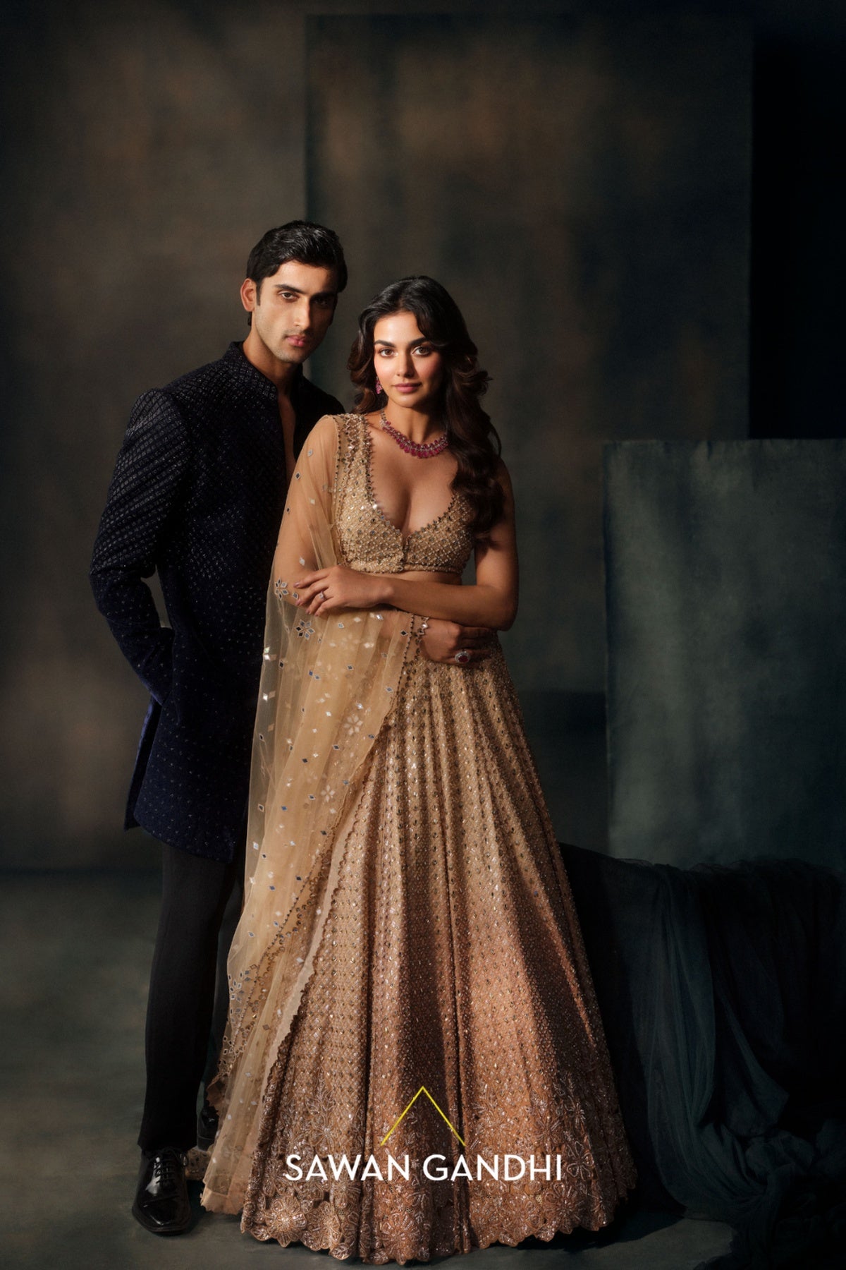 Blue cutdana Sherwani