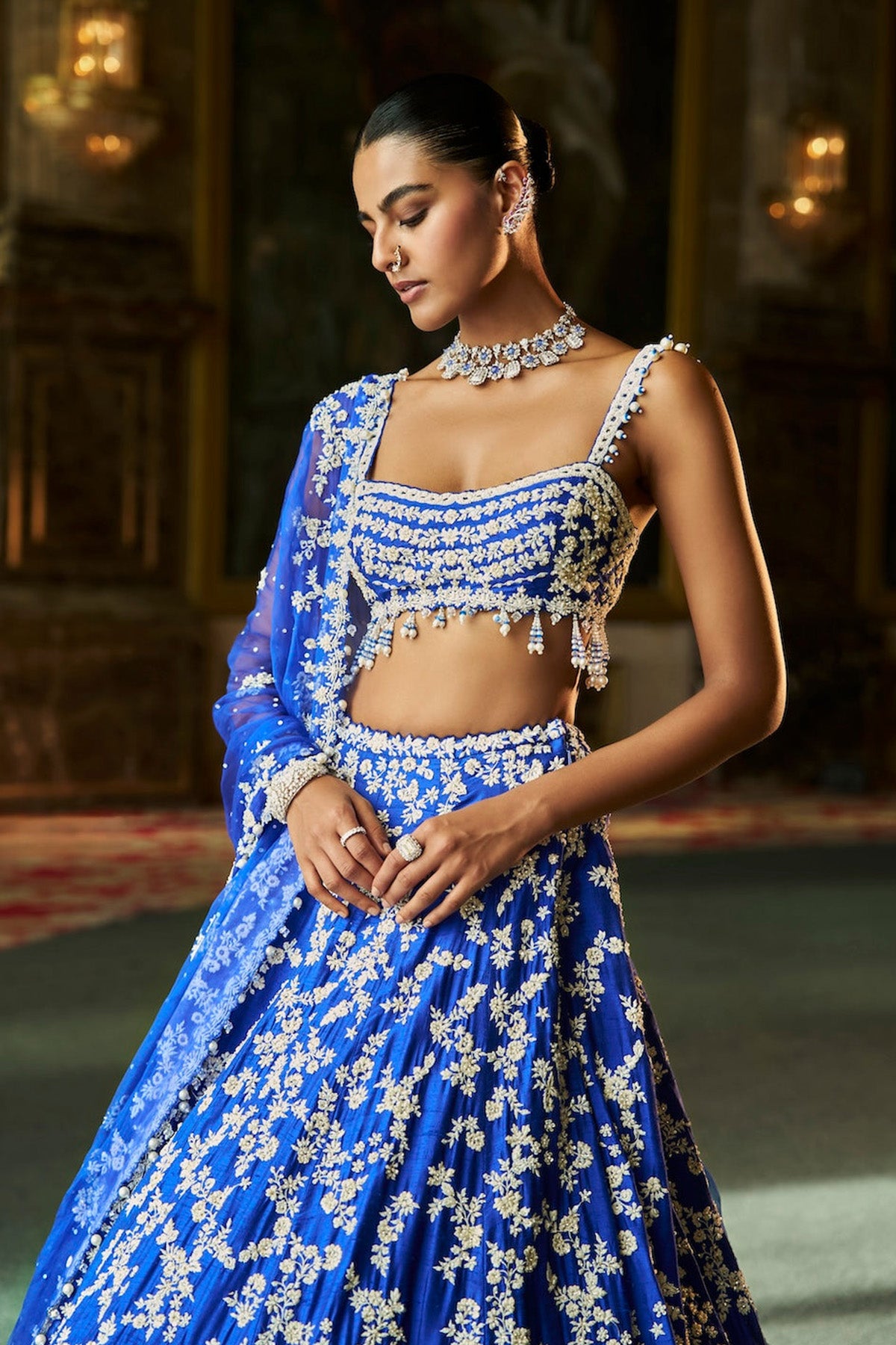Blue Thread Work Lehenga Set