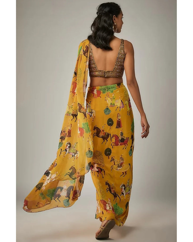 Mango Printed Mughal Rhapsody Pre Draped Sari Set
