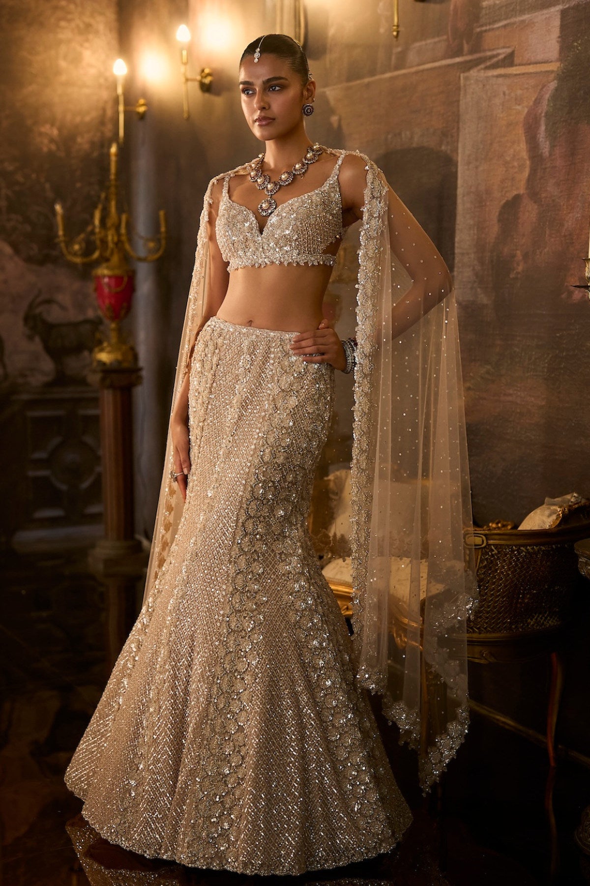 Champagne Fit & Flare Skirt Set
