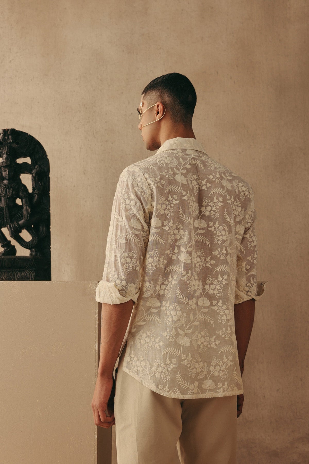 Chikankari Band Collar Kurta Shirt Set