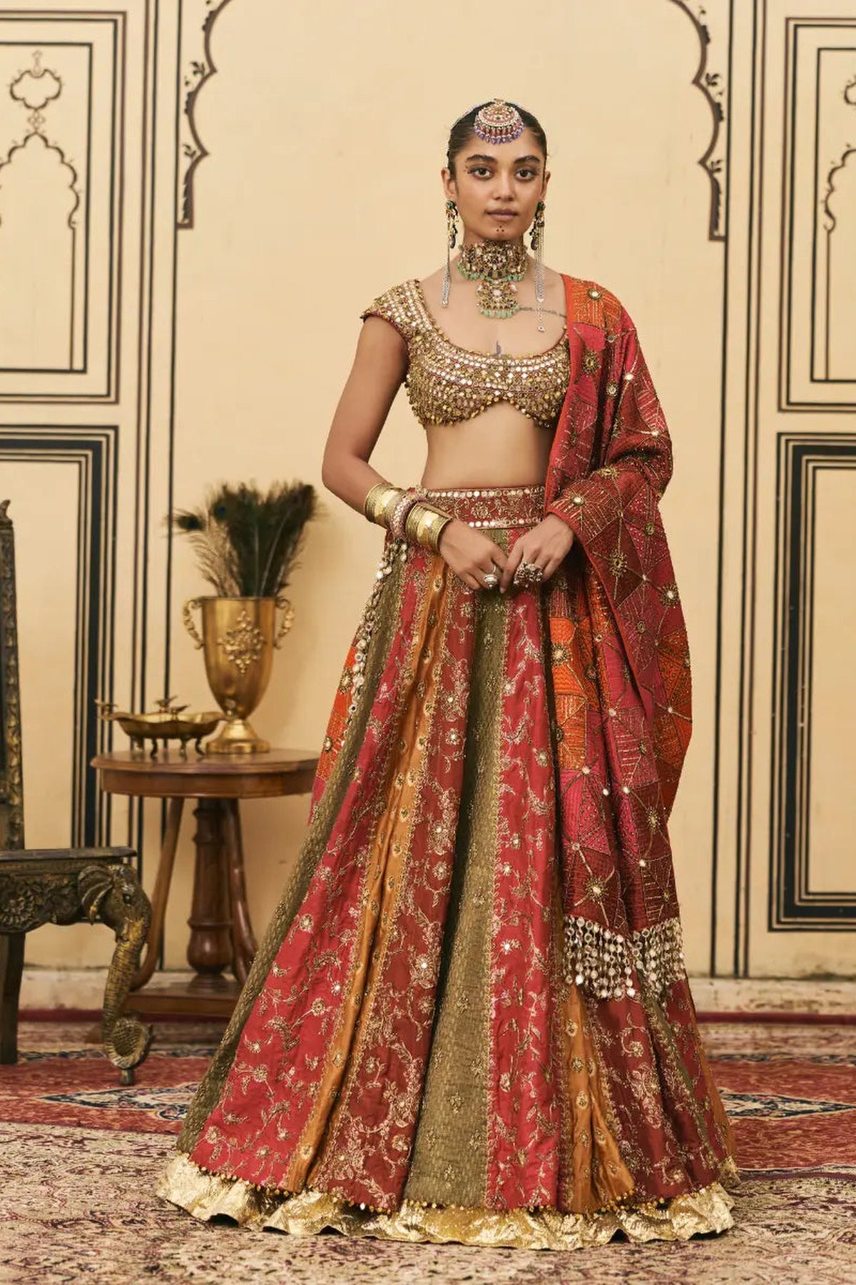Chitrali Brocade Phulkari Lehenga Set