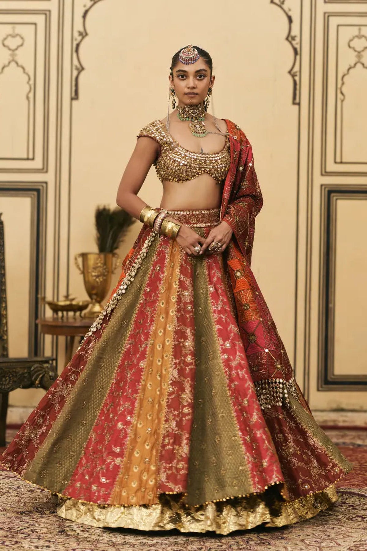 Chitrali Brocade Phulkari Lehenga Set
