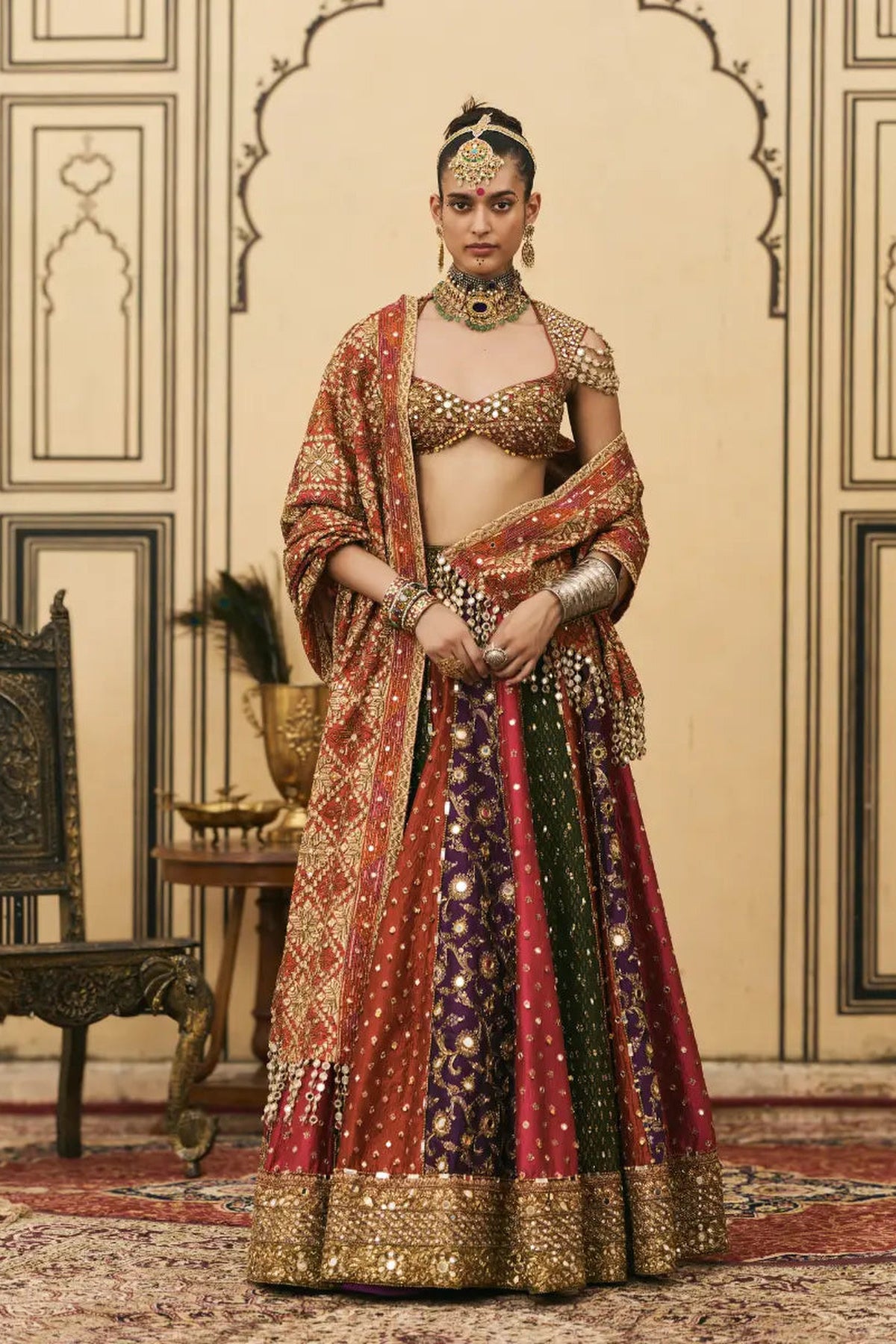 Chitrangi Brocade Phulkari Lehenga Set