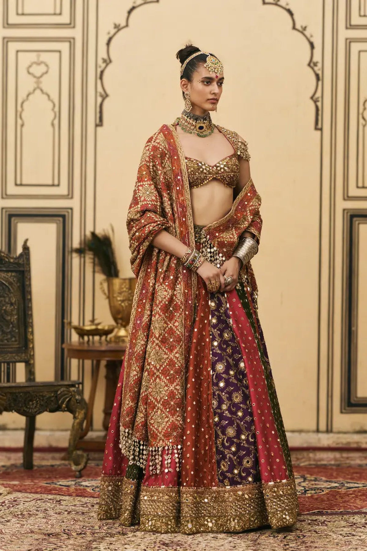 Chitrangi Brocade Phulkari Lehenga Set