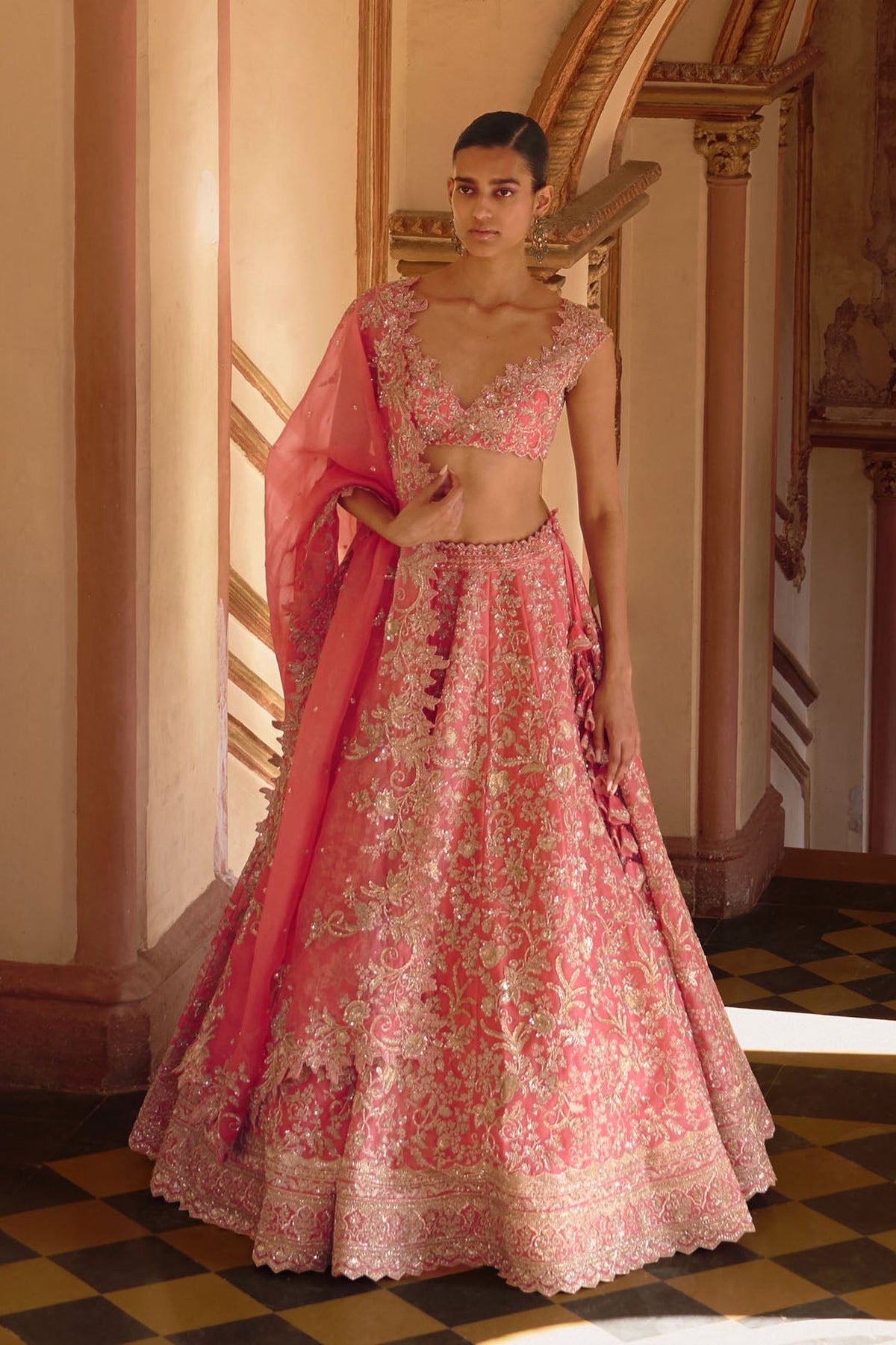 Coral Advika Lehenga Set