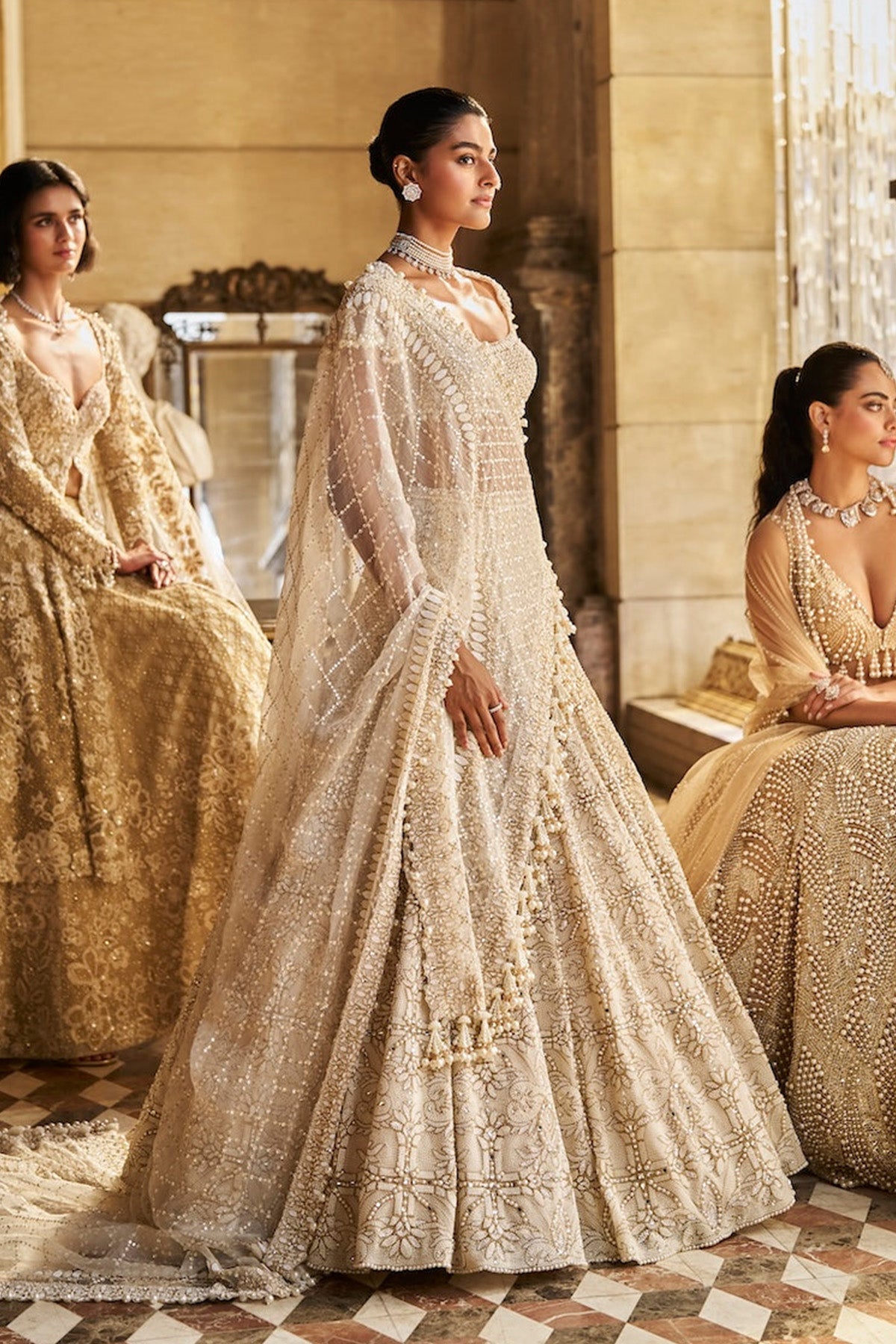 Cream Jacket Lehenga Set