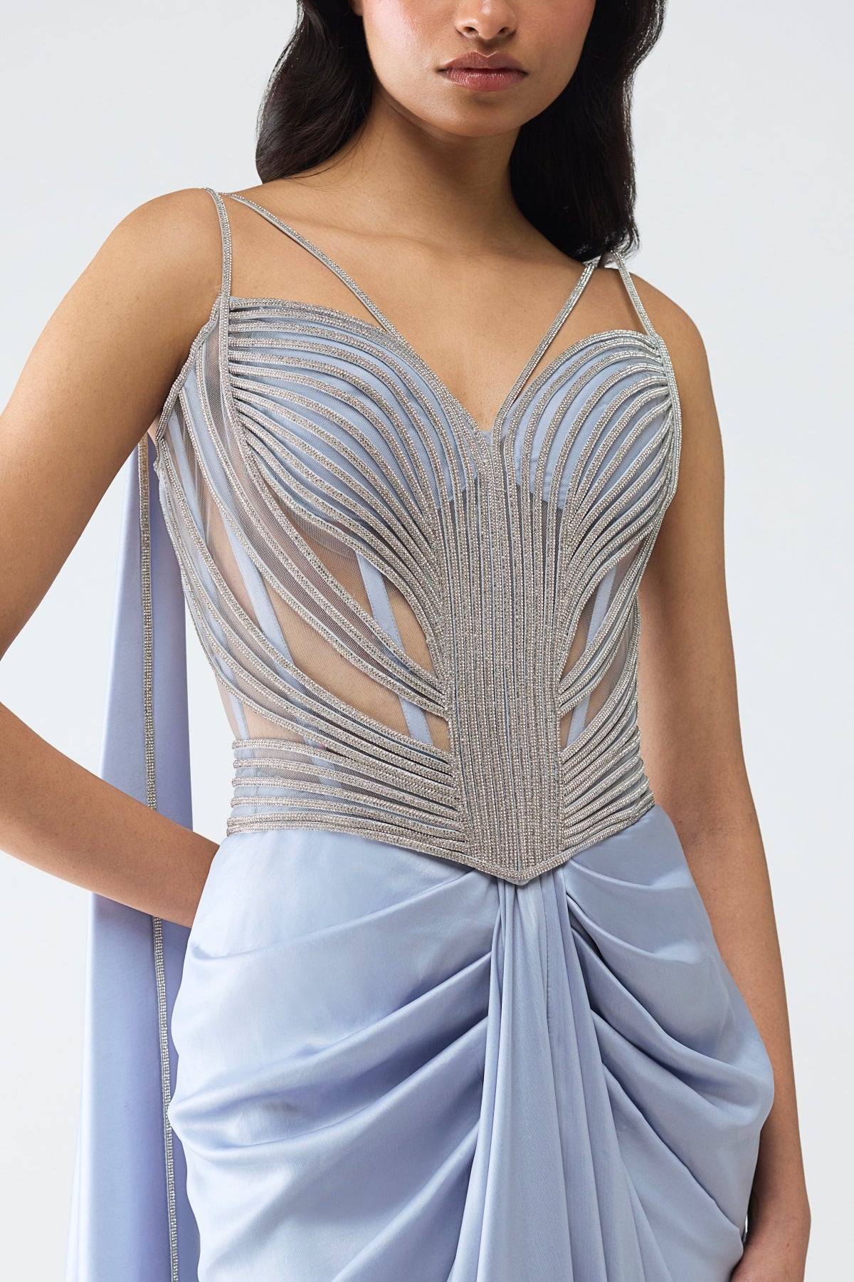 Crystalvein Corset And Draped Saree