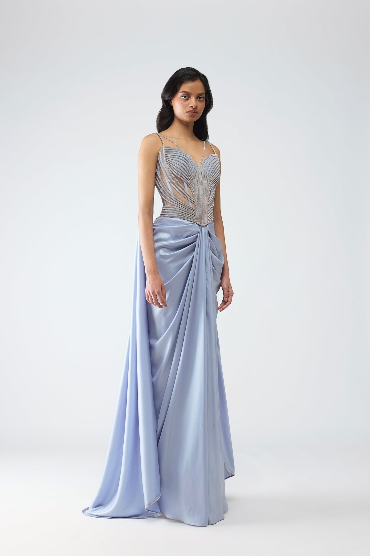 Crystalvein Corset And Draped Saree
