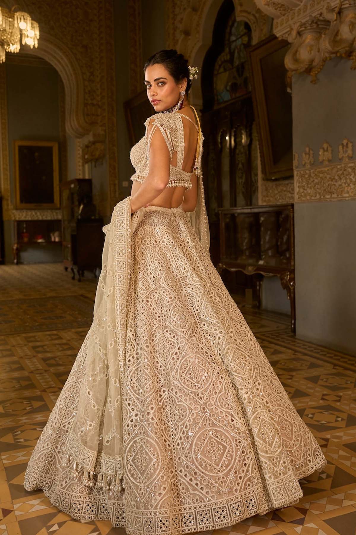 Dark Beige Thread Work Lehenga Set