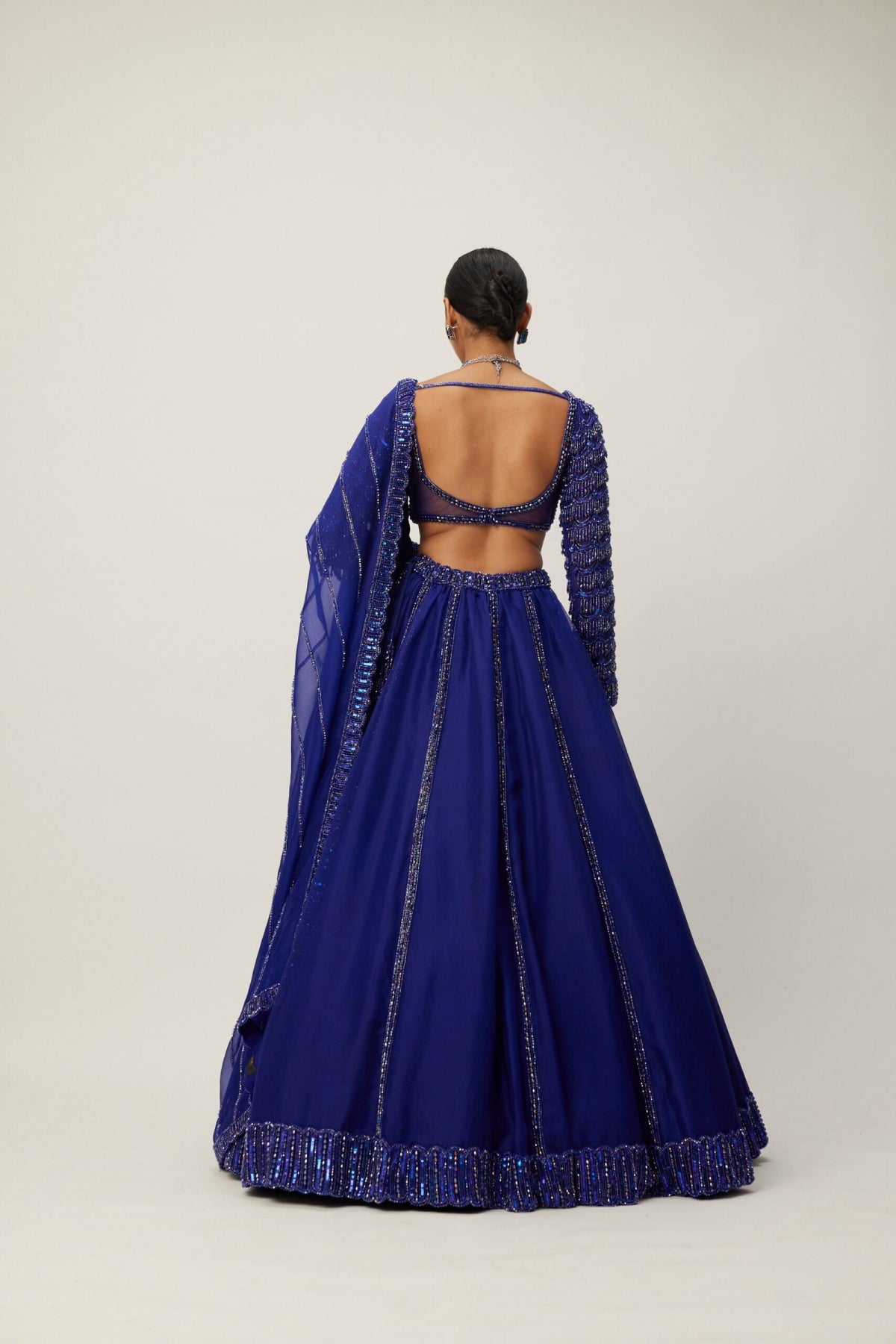 Cocktail Blue Organza Lehenga Set- Ready to ship