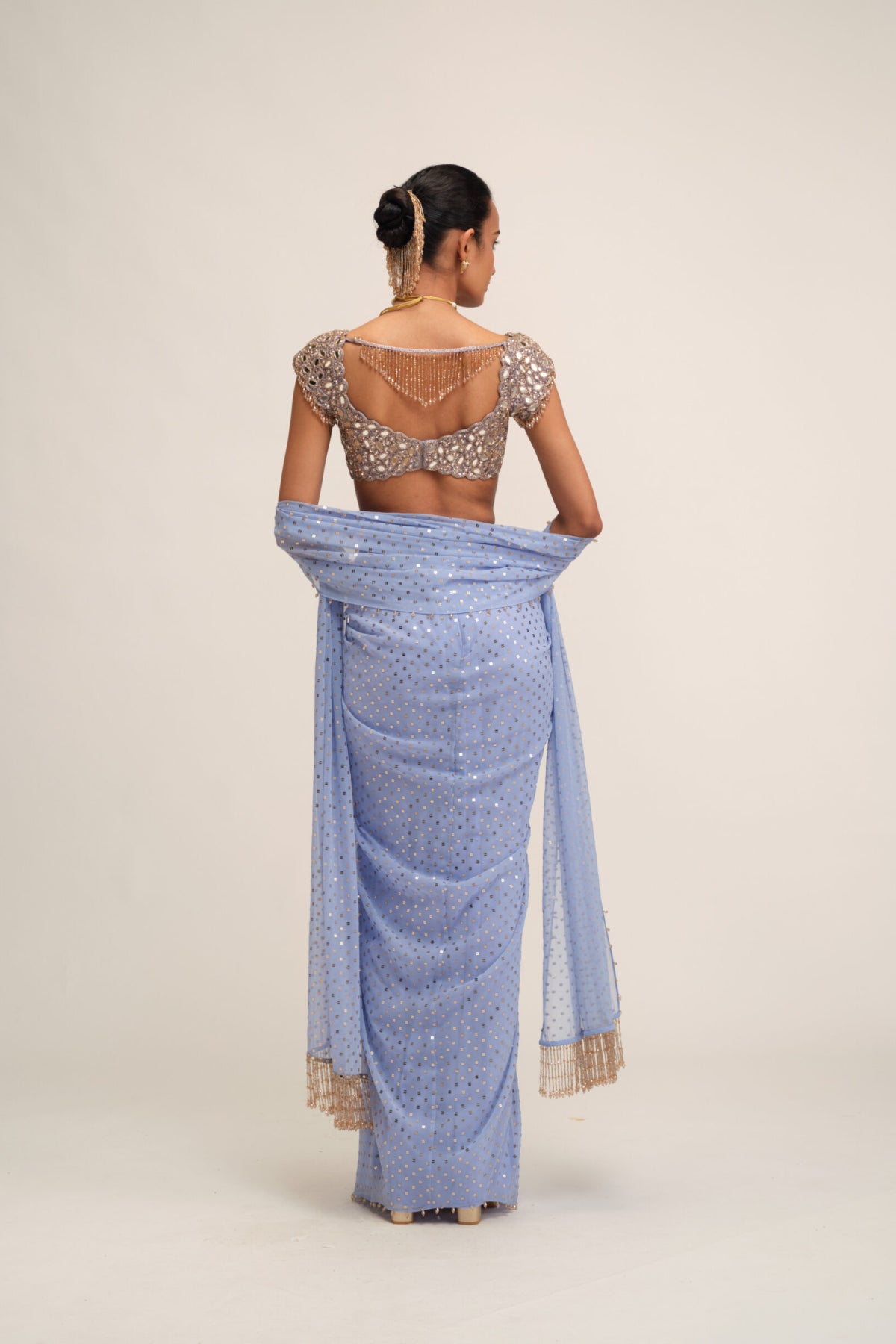 Dew Blue Draped Skirt Set
