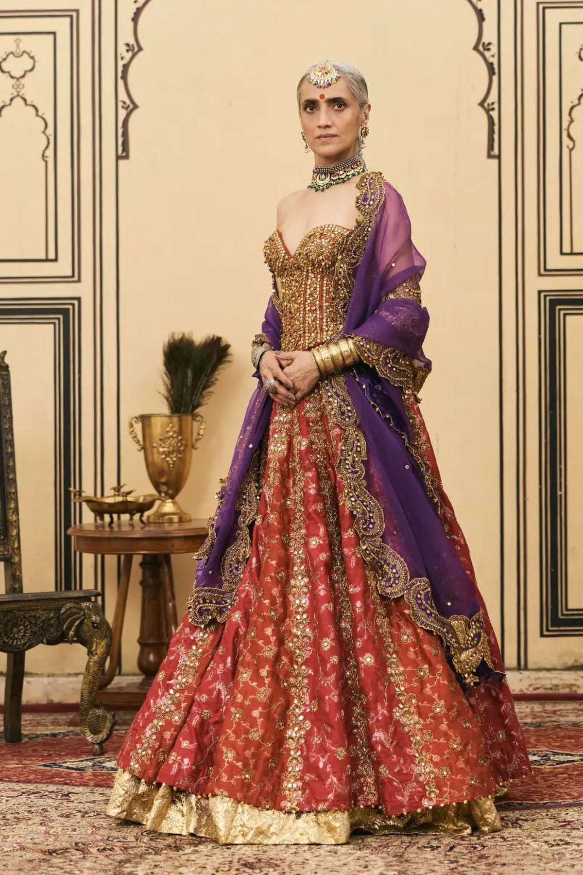 Do-Rang Brocade Gota Lehenga Set