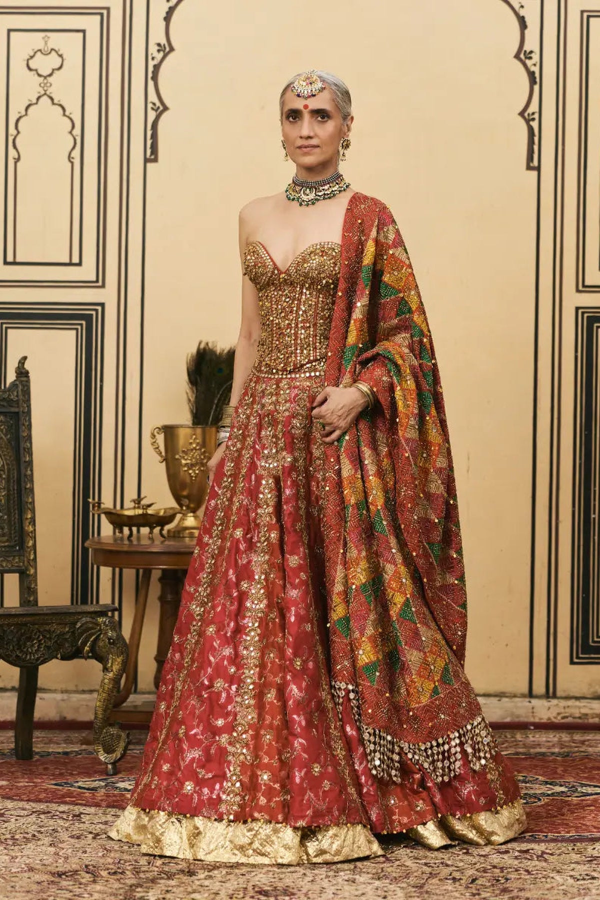 Do-Rang Brocade Gota Lehenga Set