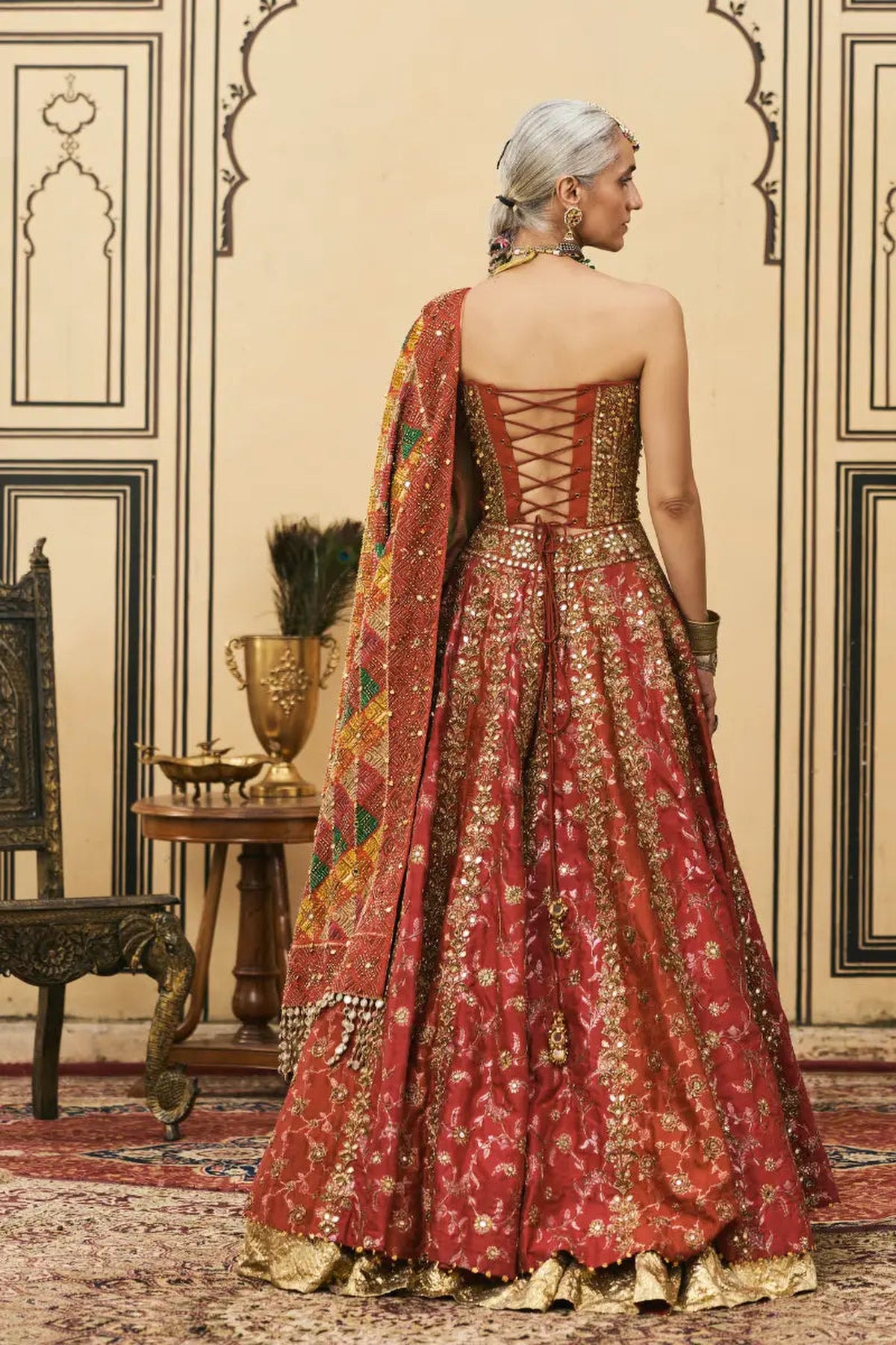 Do-Rang Brocade Gota Lehenga Set