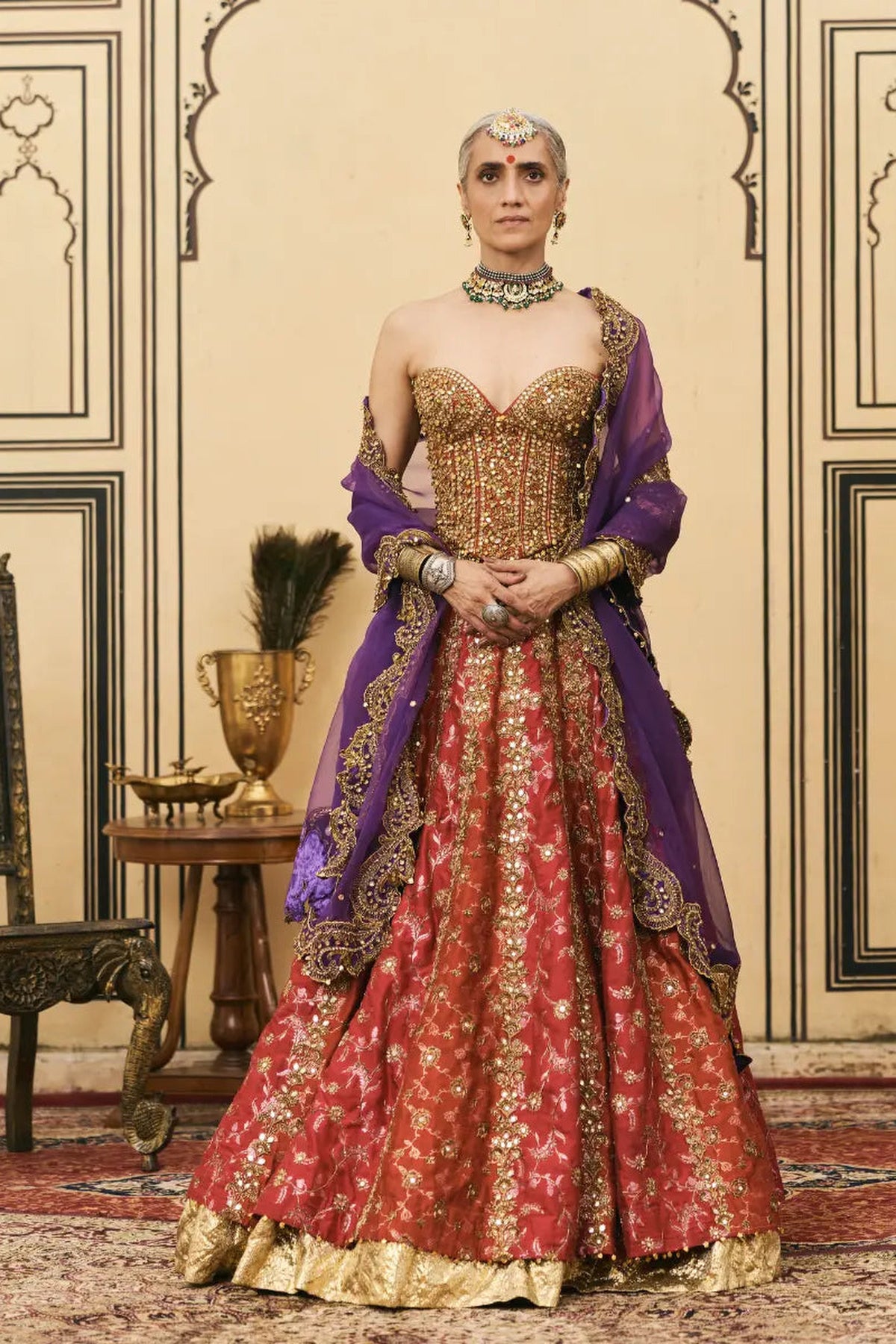 Do-Rang Brocade Gota Lehenga Set