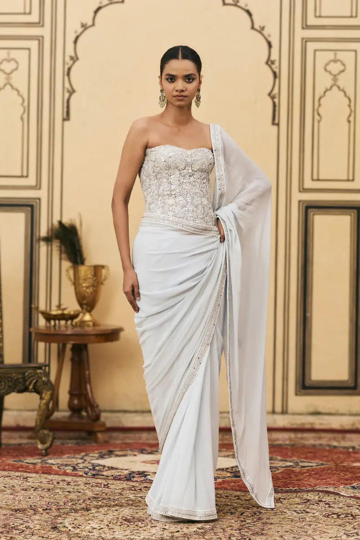 Falsai Georgette Corset Saree Set