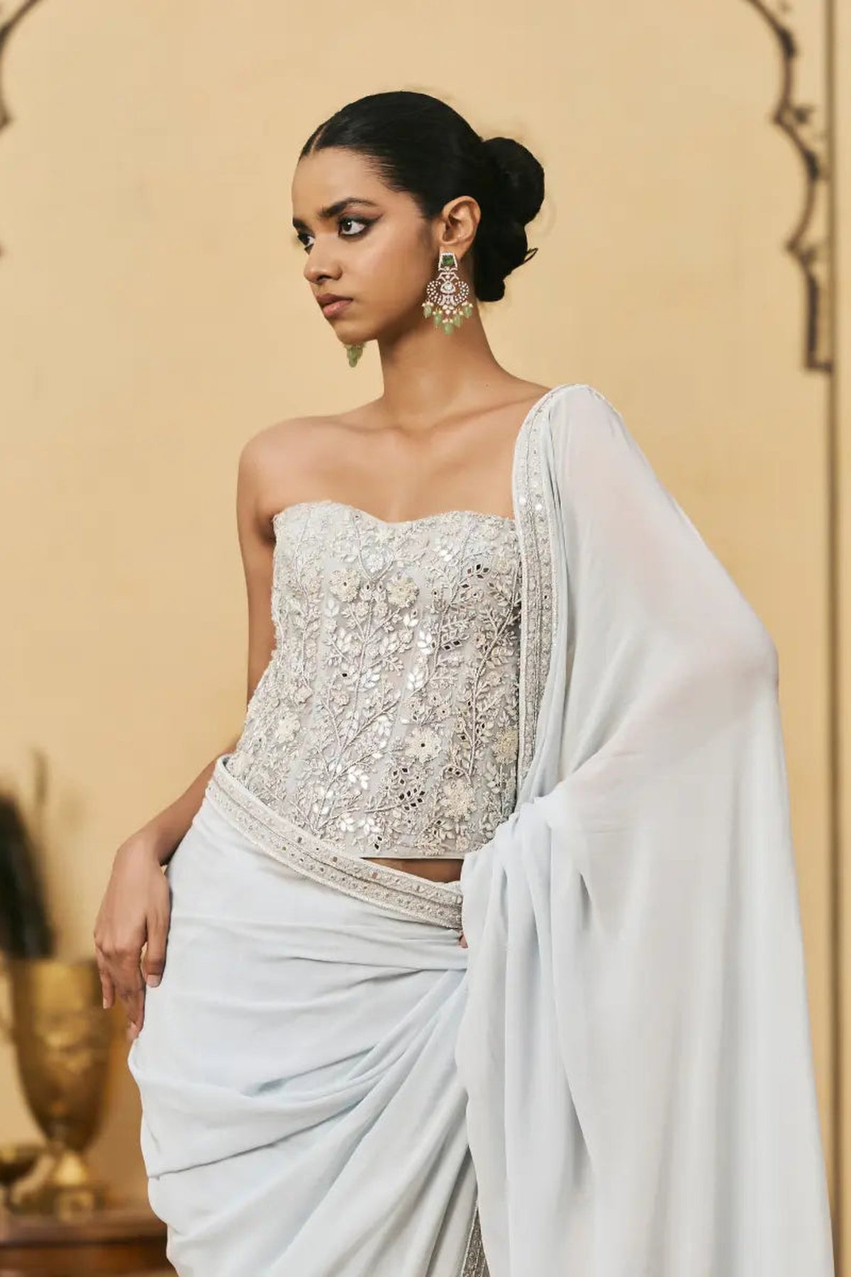 Falsai Georgette Corset Saree Set