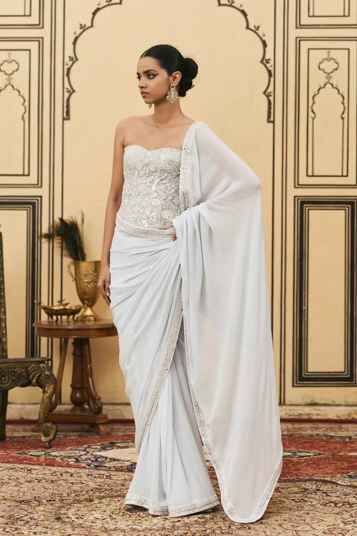 Falsai Georgette Corset Saree Set