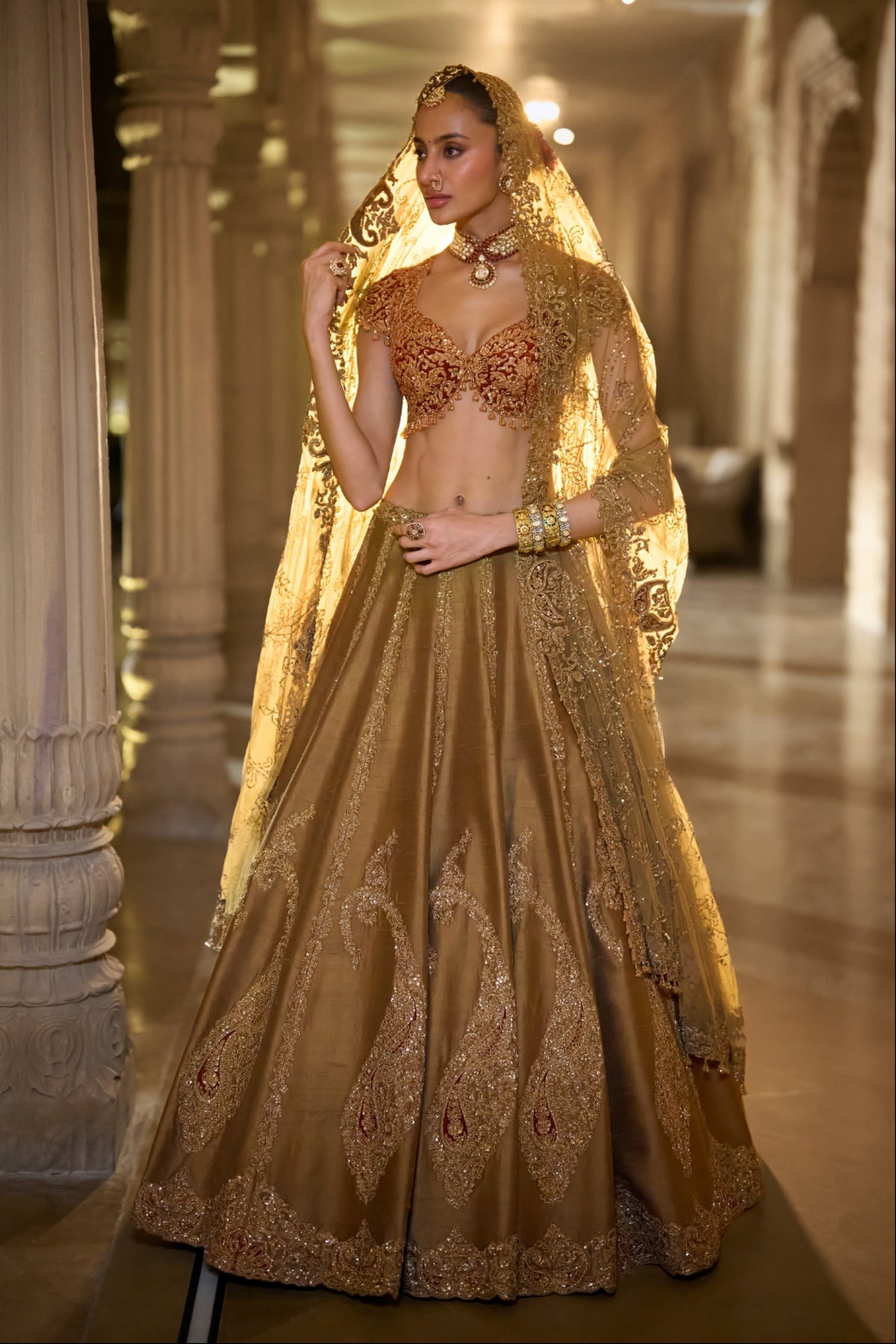 Gold Paisley Lehenga Set