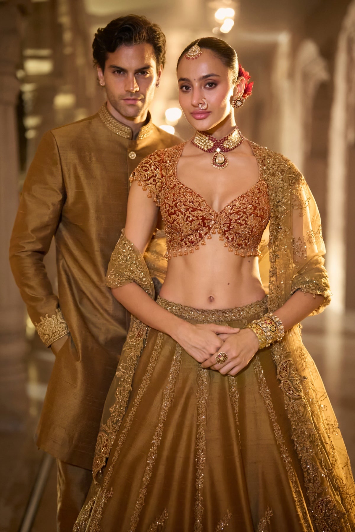 Gold Paisley Lehenga Set
