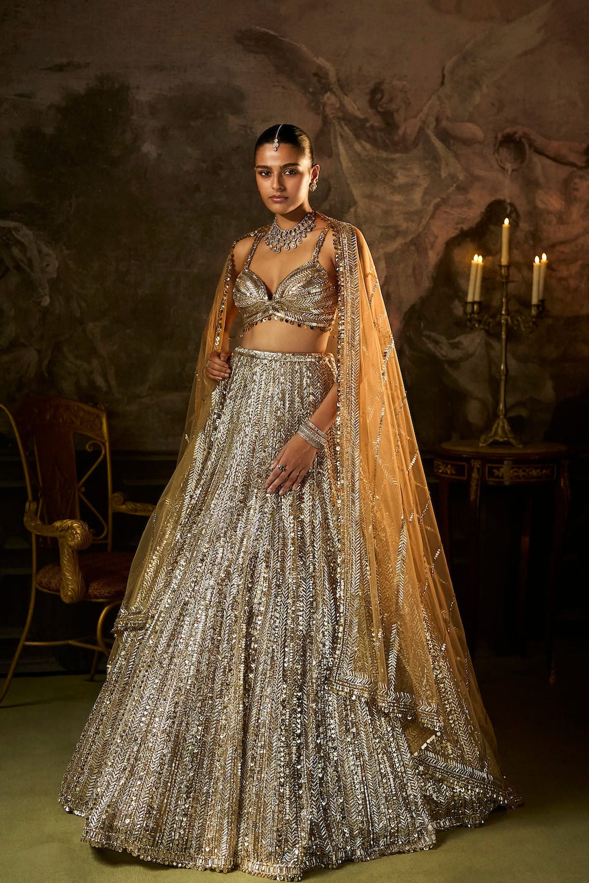 Gold Silver Lehenga Set