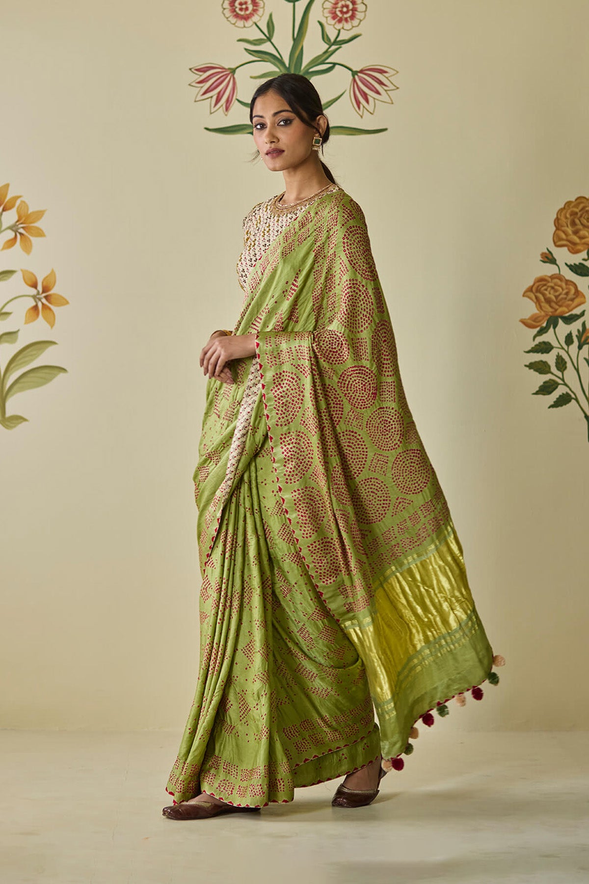 Green Bandhani Saree