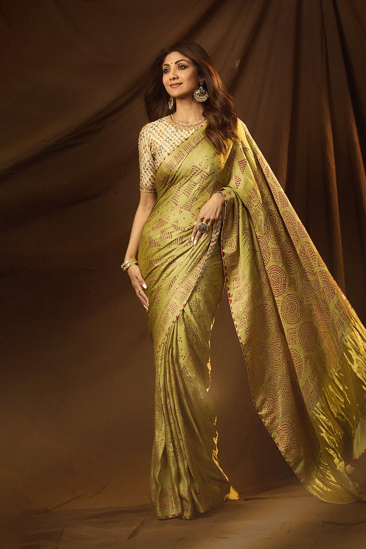 Green Bandhani Saree