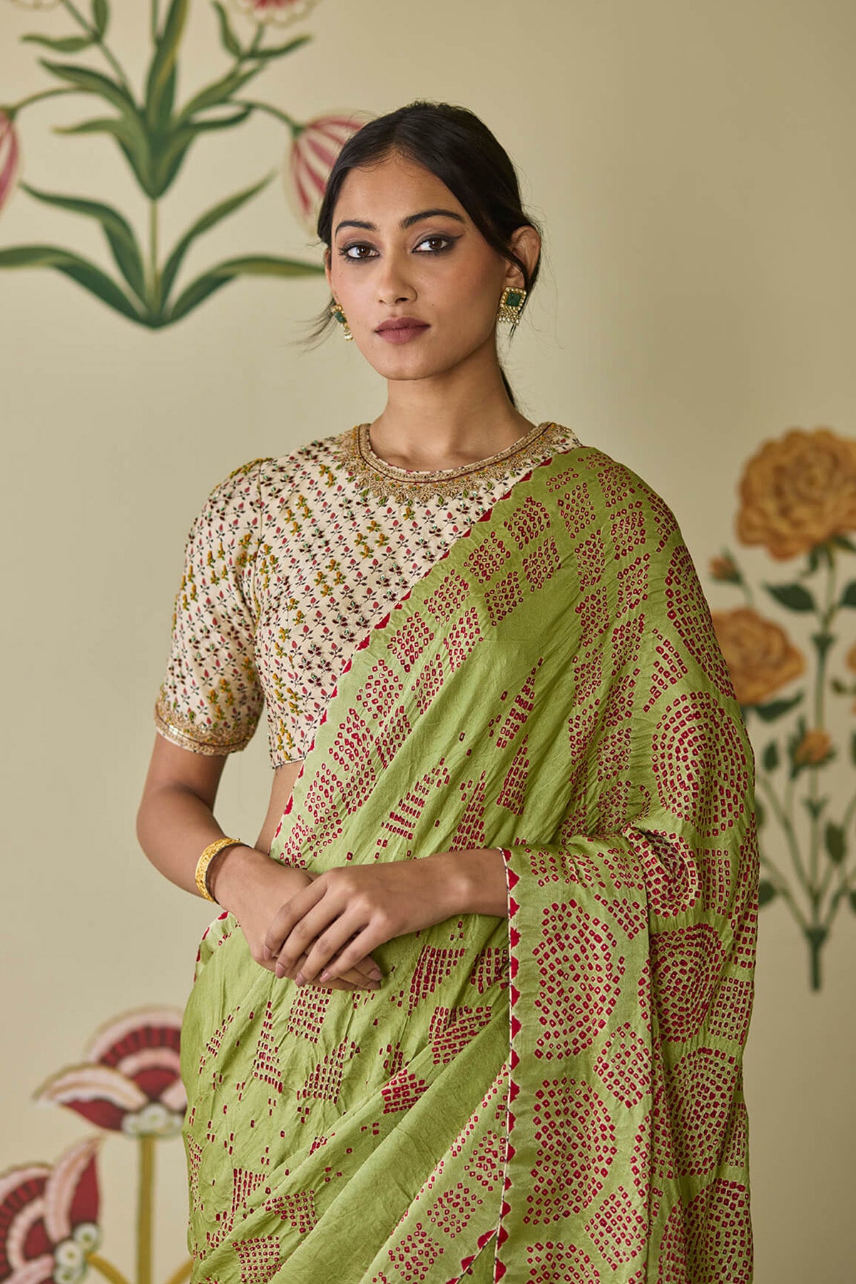 Green Bandhani Saree