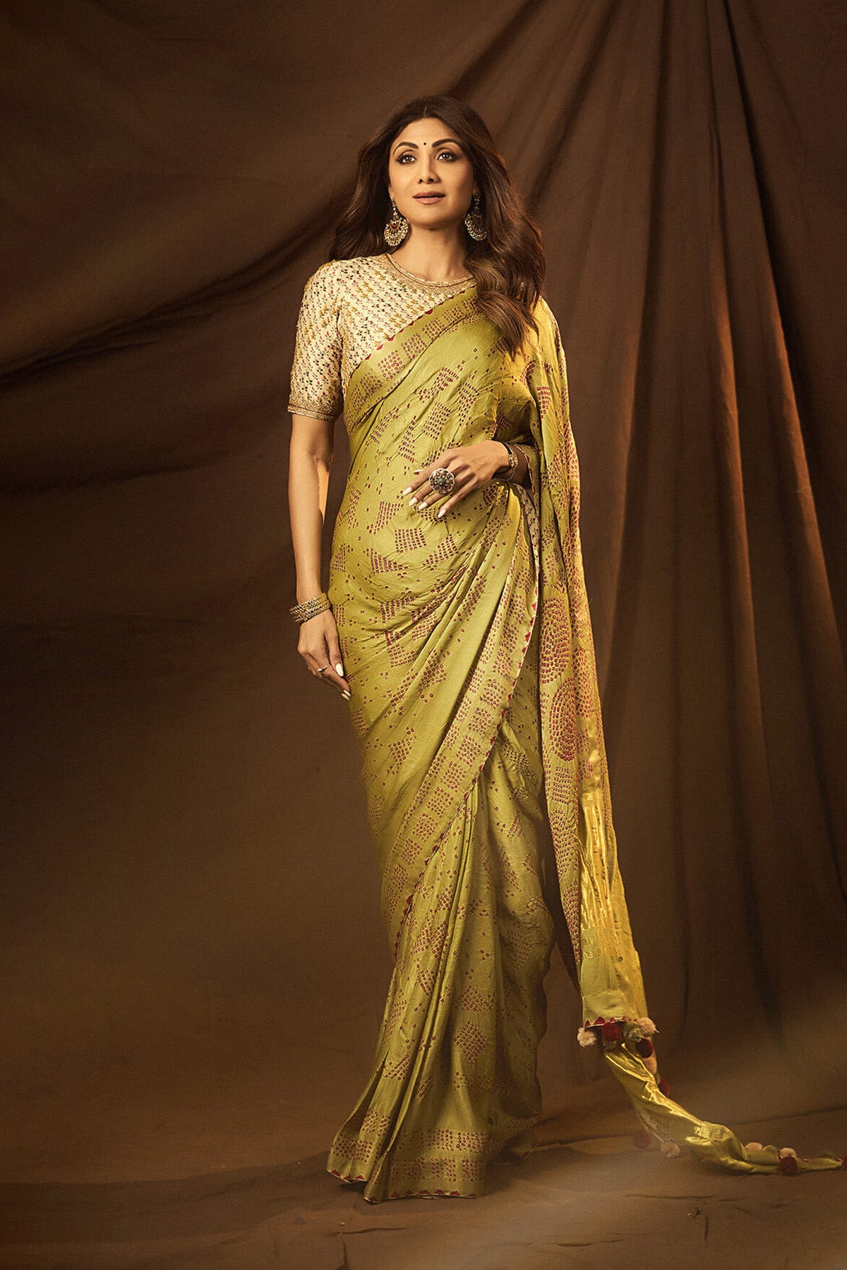 Green Bandhani Saree