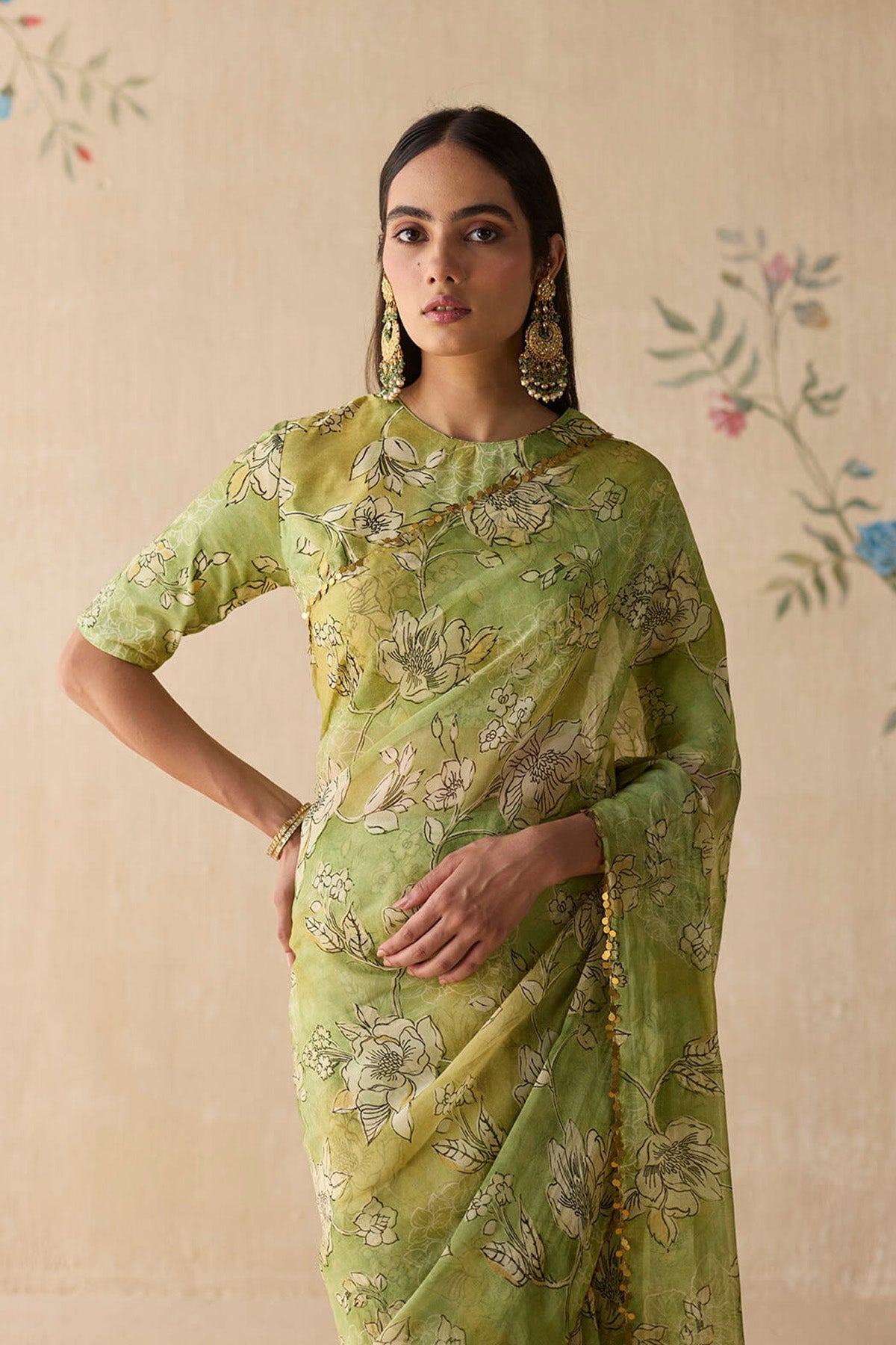 Green Floral Saree