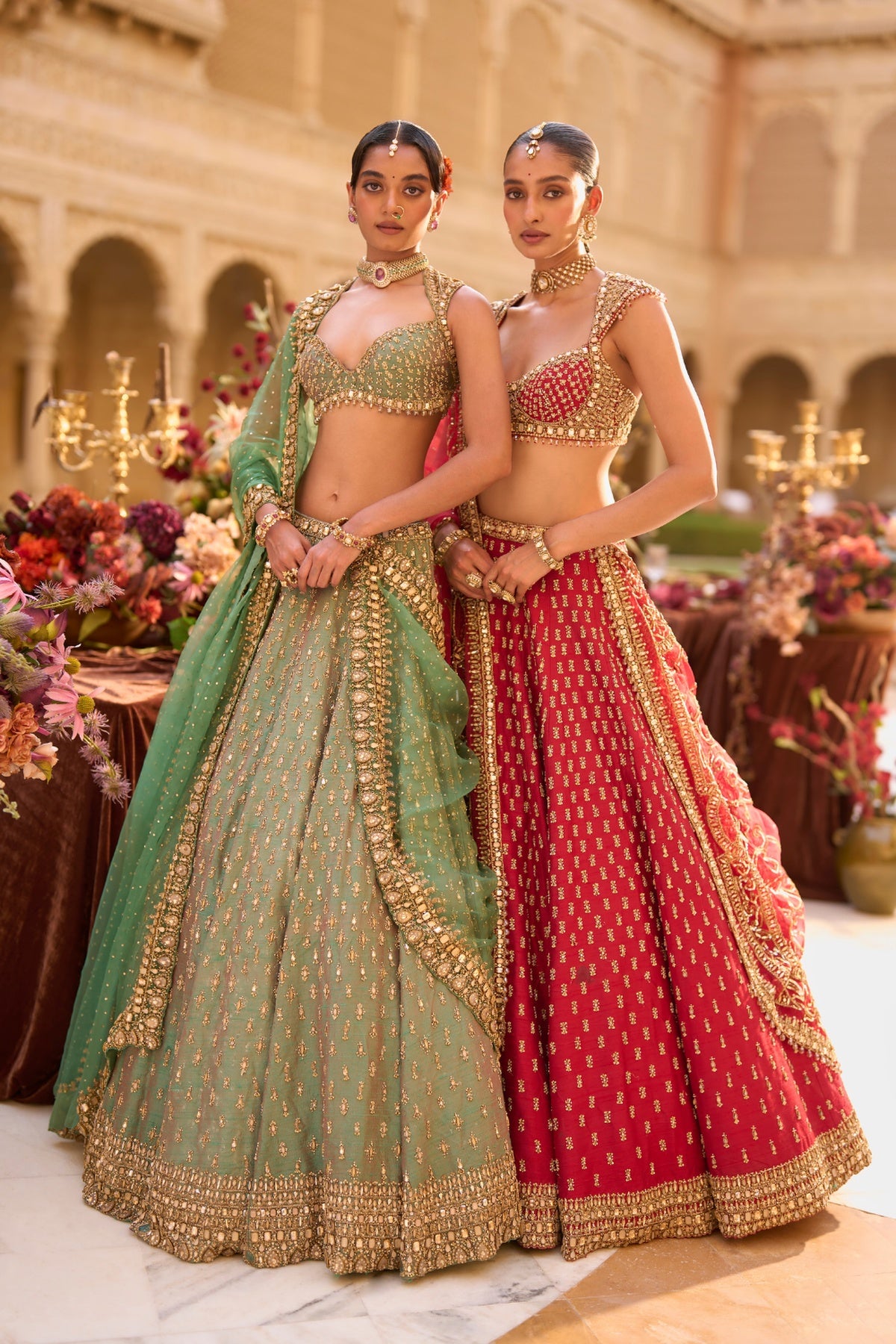 Green Gold Zardosi Lehenga Set