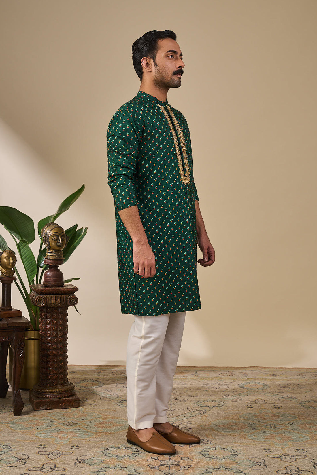 Green Kaju Ka Phool Kurta