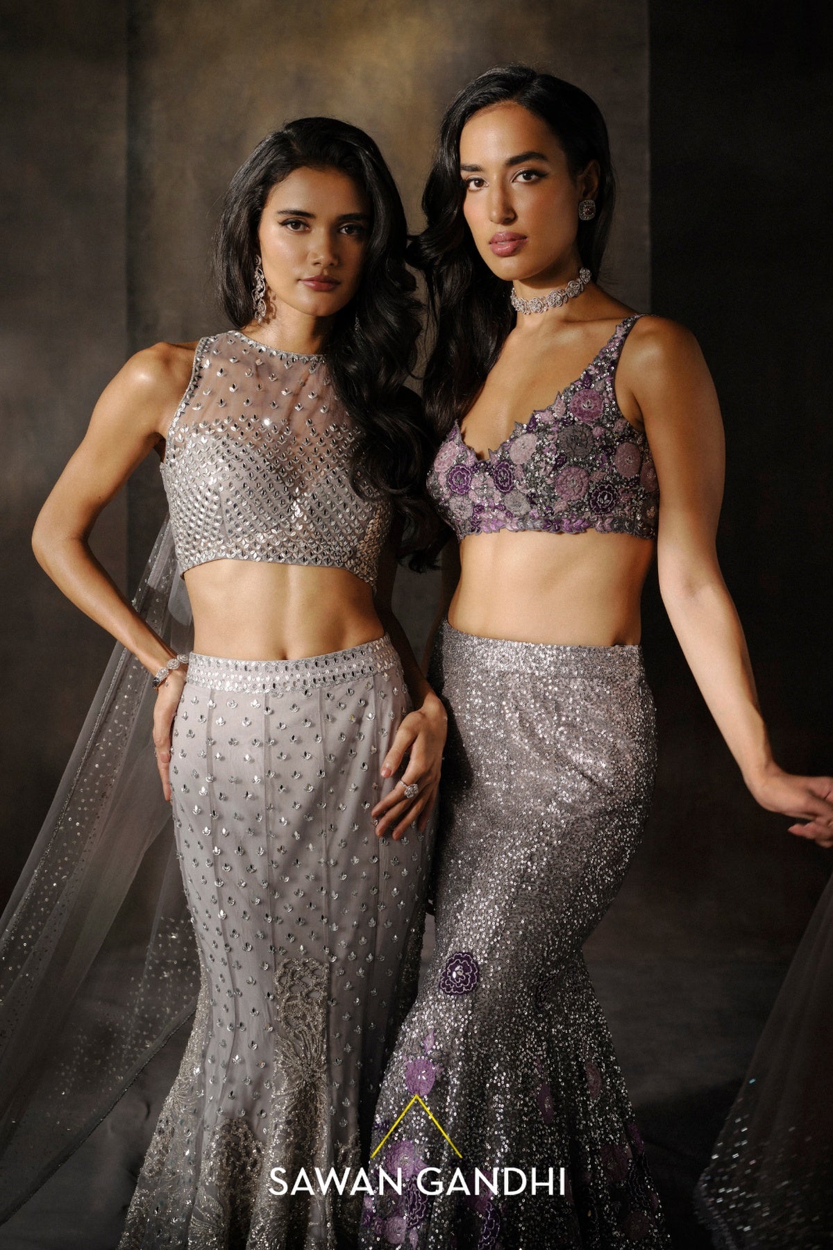 GREY FISHCUT APPLIQUÃƒâ€° LEHENGA