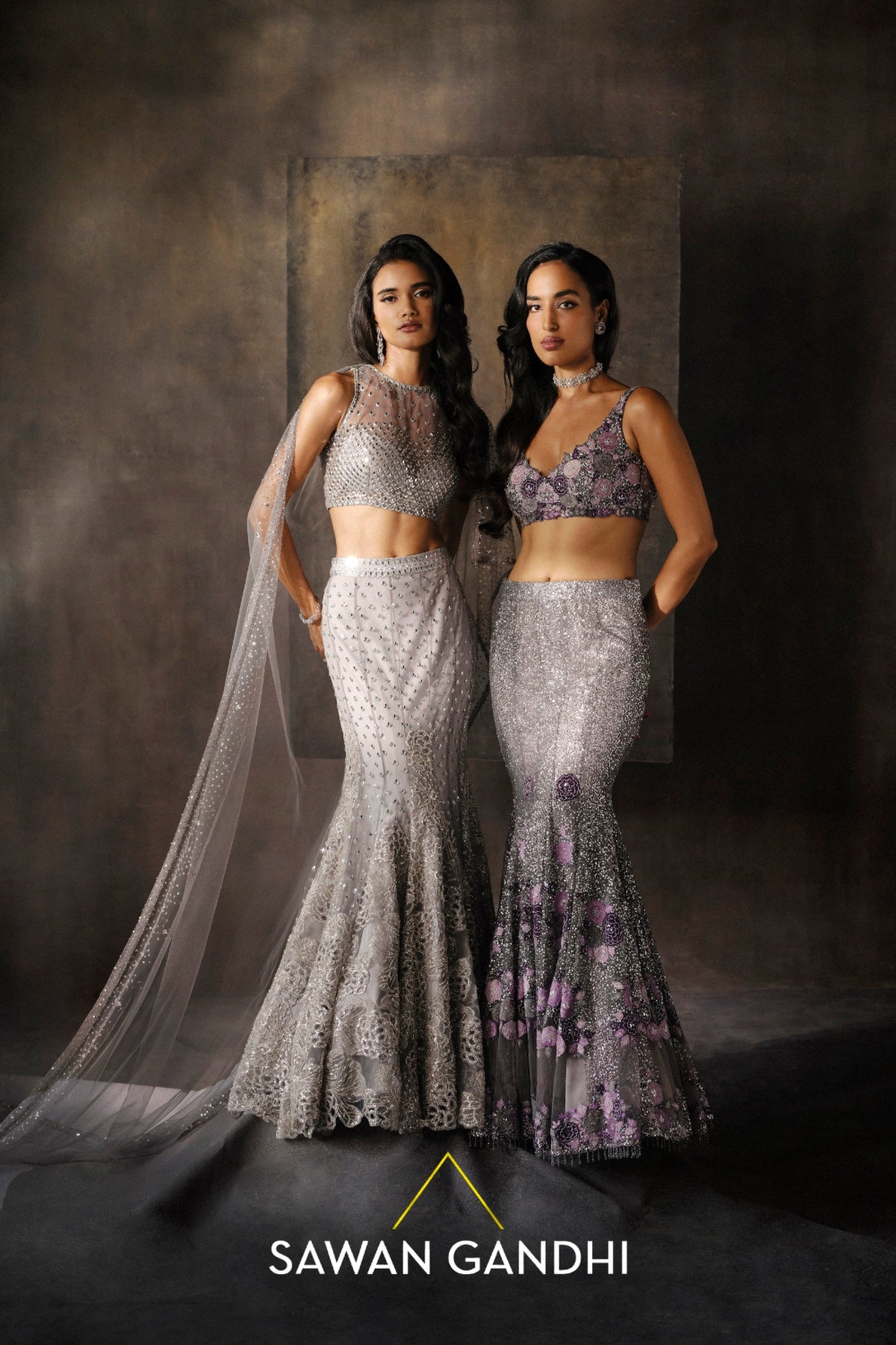 GREY FISHCUT APPLIQUÃƒâ€° LEHENGA