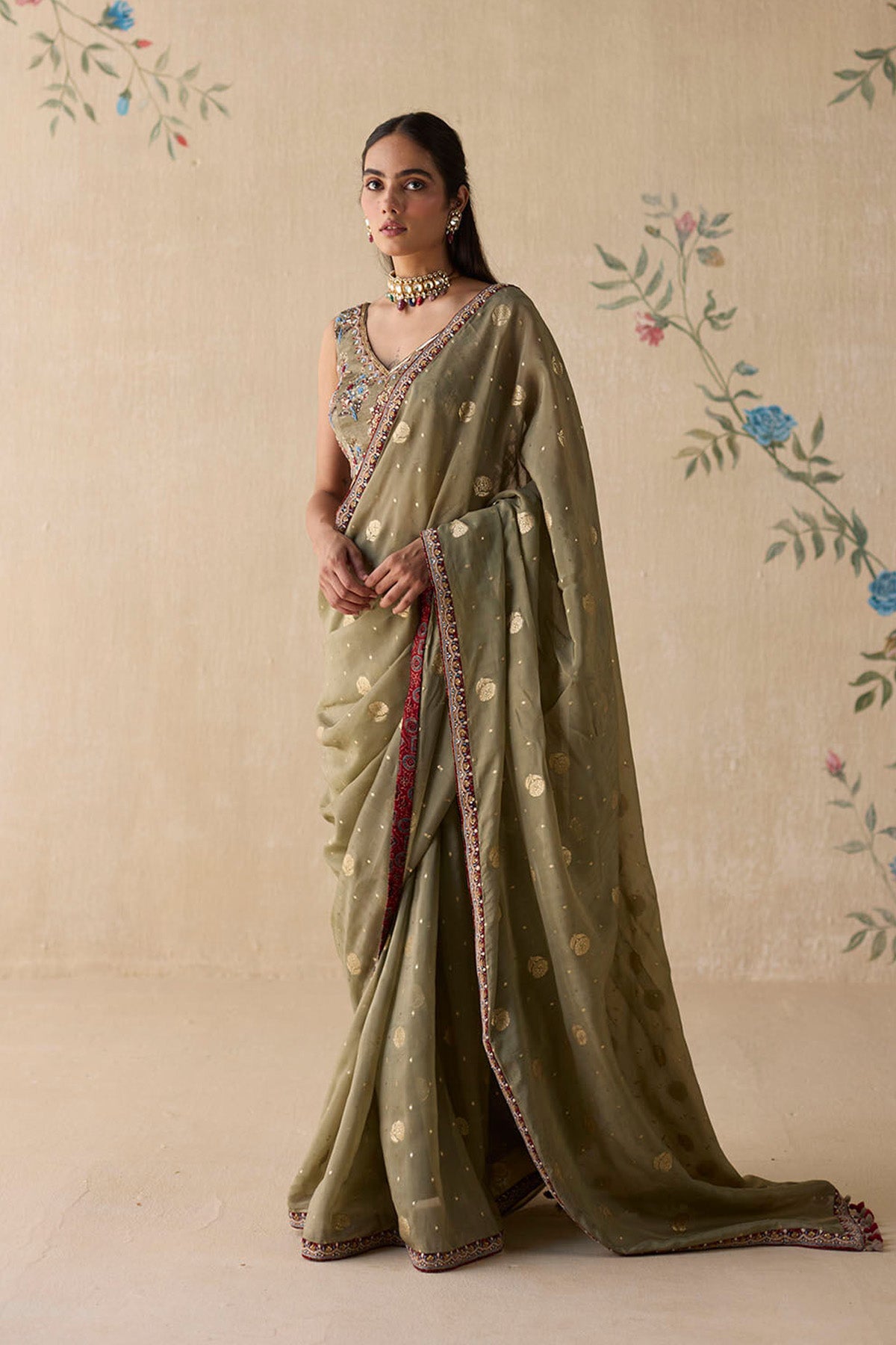 Grey Organza saree