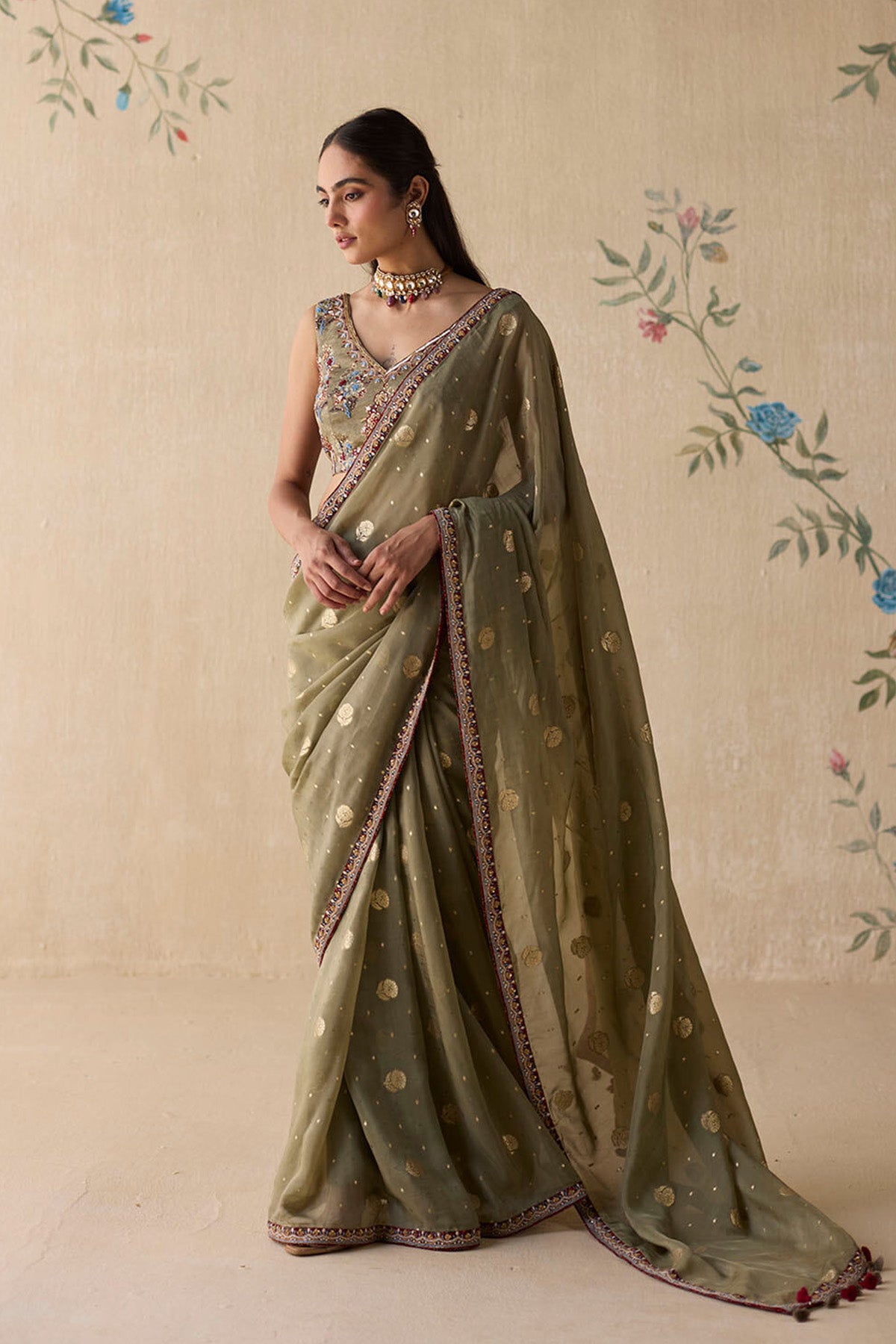 Grey Organza saree