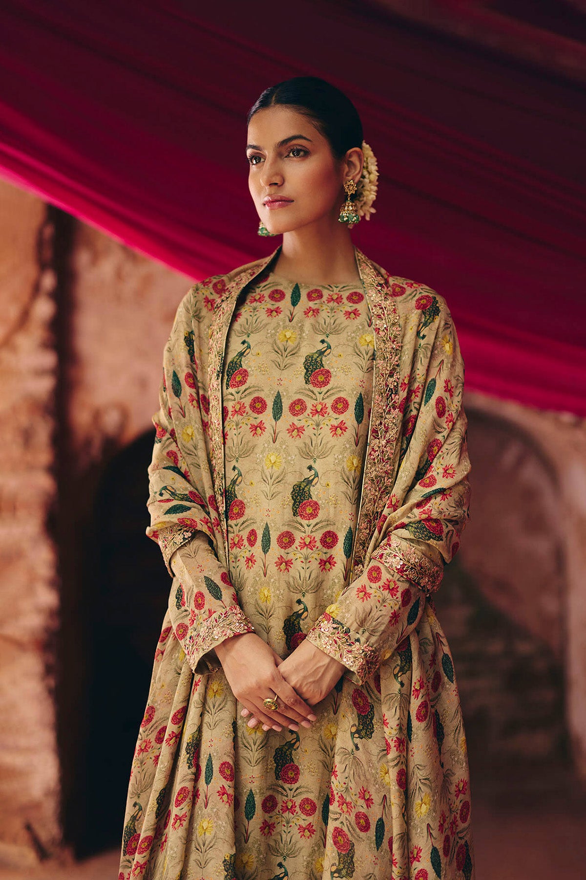 Grey Peacock Kurta – Pant set with Duppata