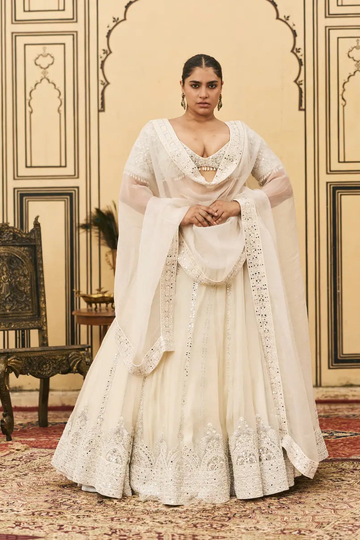 Haathidant Organza Lehenga Set