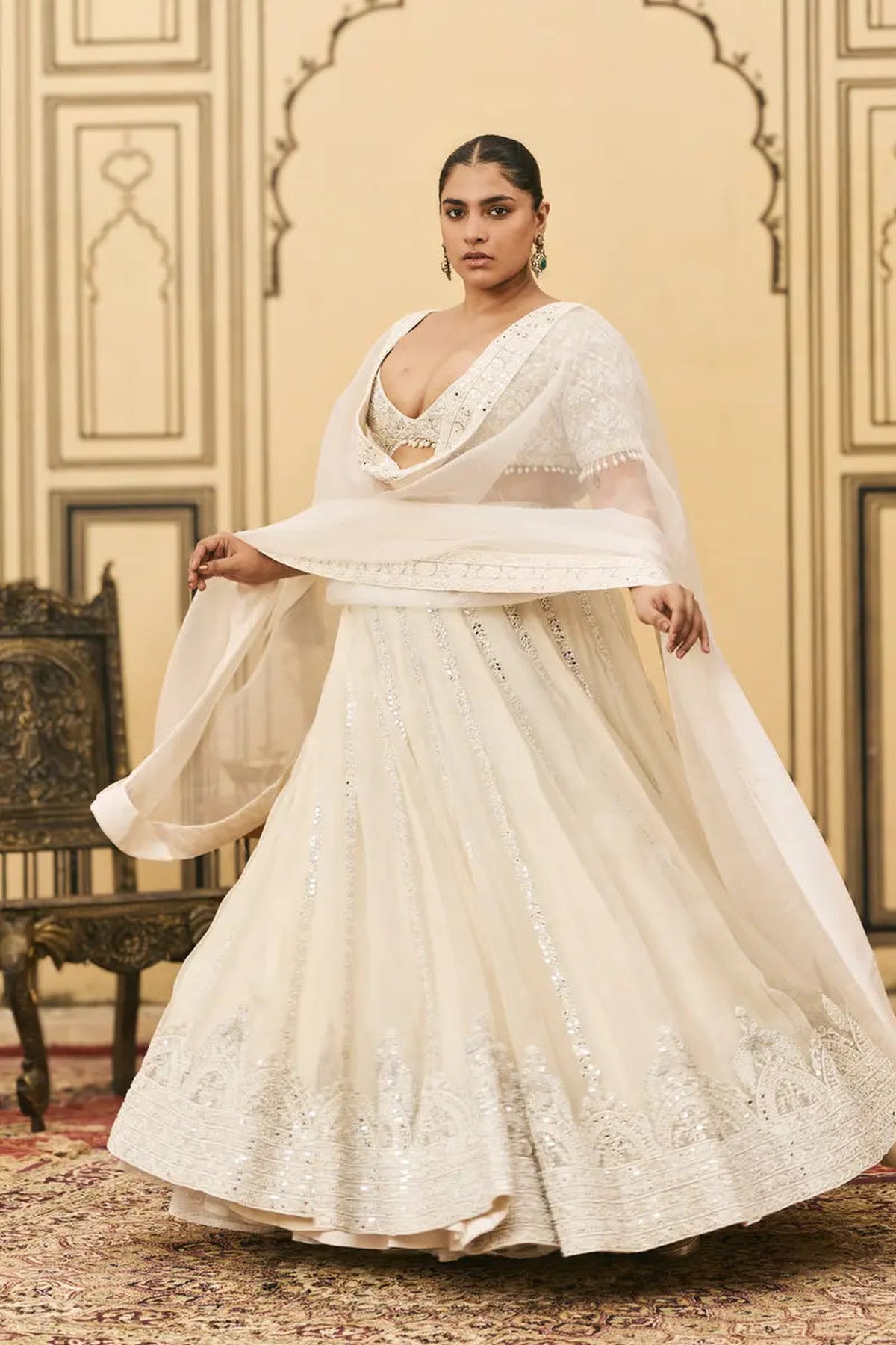 Haathidant Organza Lehenga Set