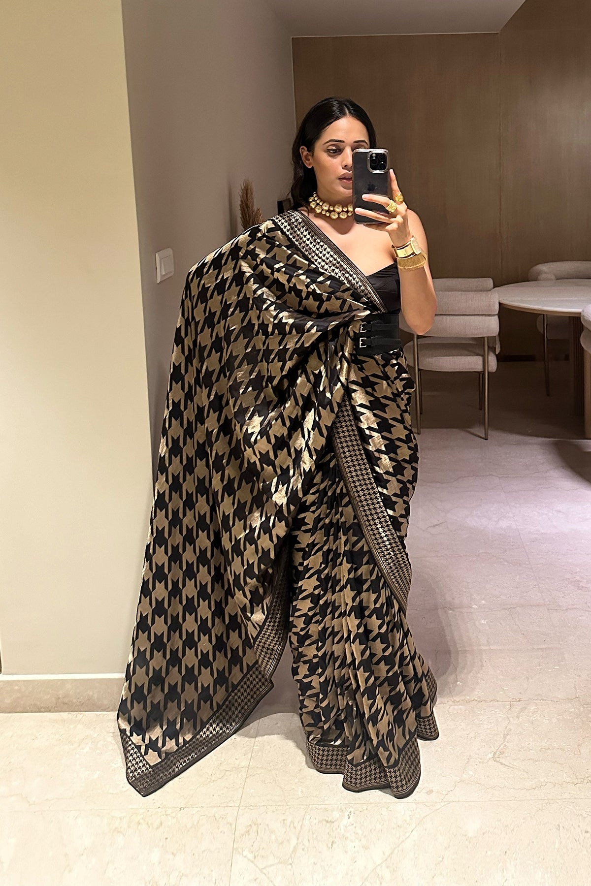 Black and Gold Gerum Saree