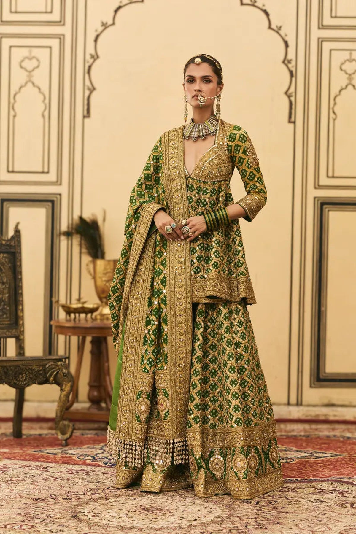 Hara Bandhej Sharara Set